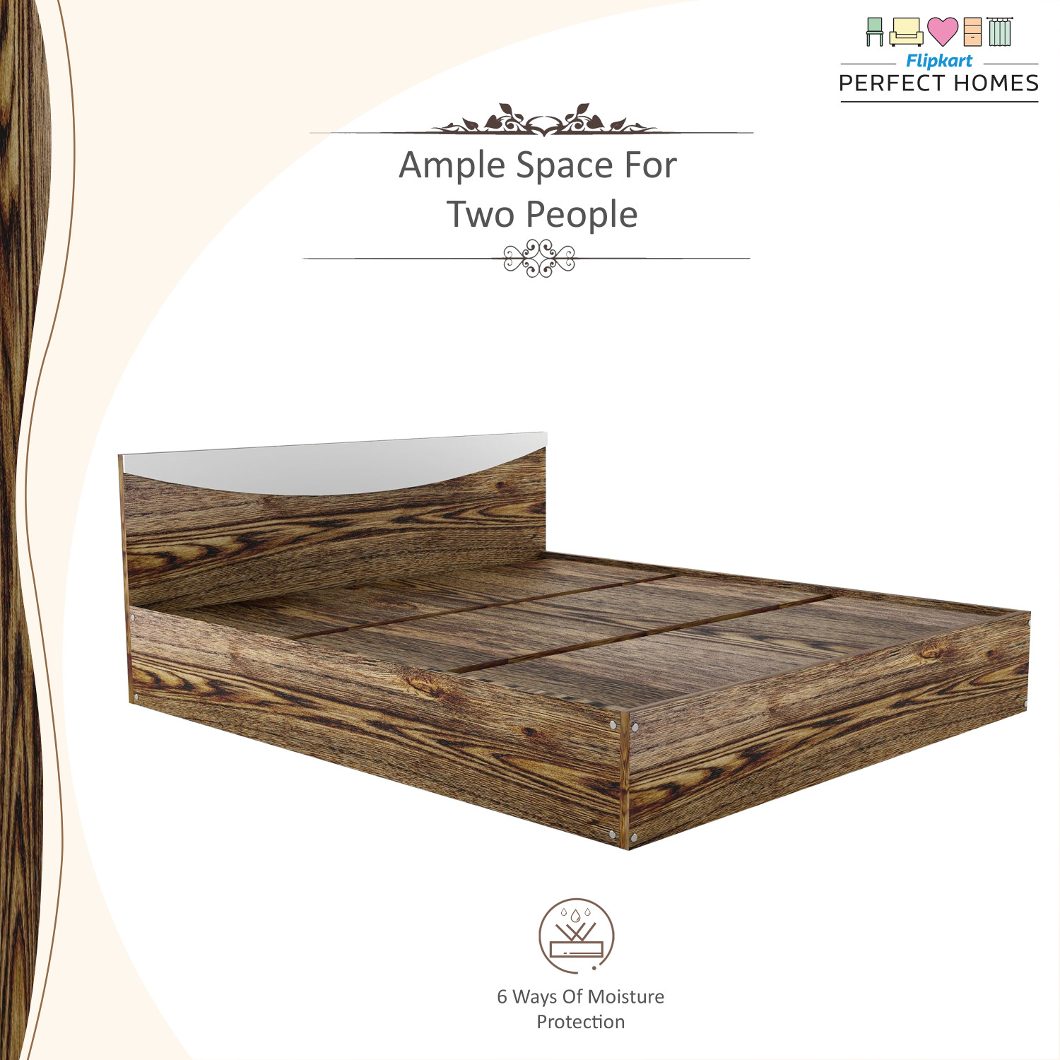 Image of Flipkart Perfect Homes Carol Engineered Wood Queen Bed, 203.5 cm x 159.5 cm (6.68 ft x 5.23 ft)