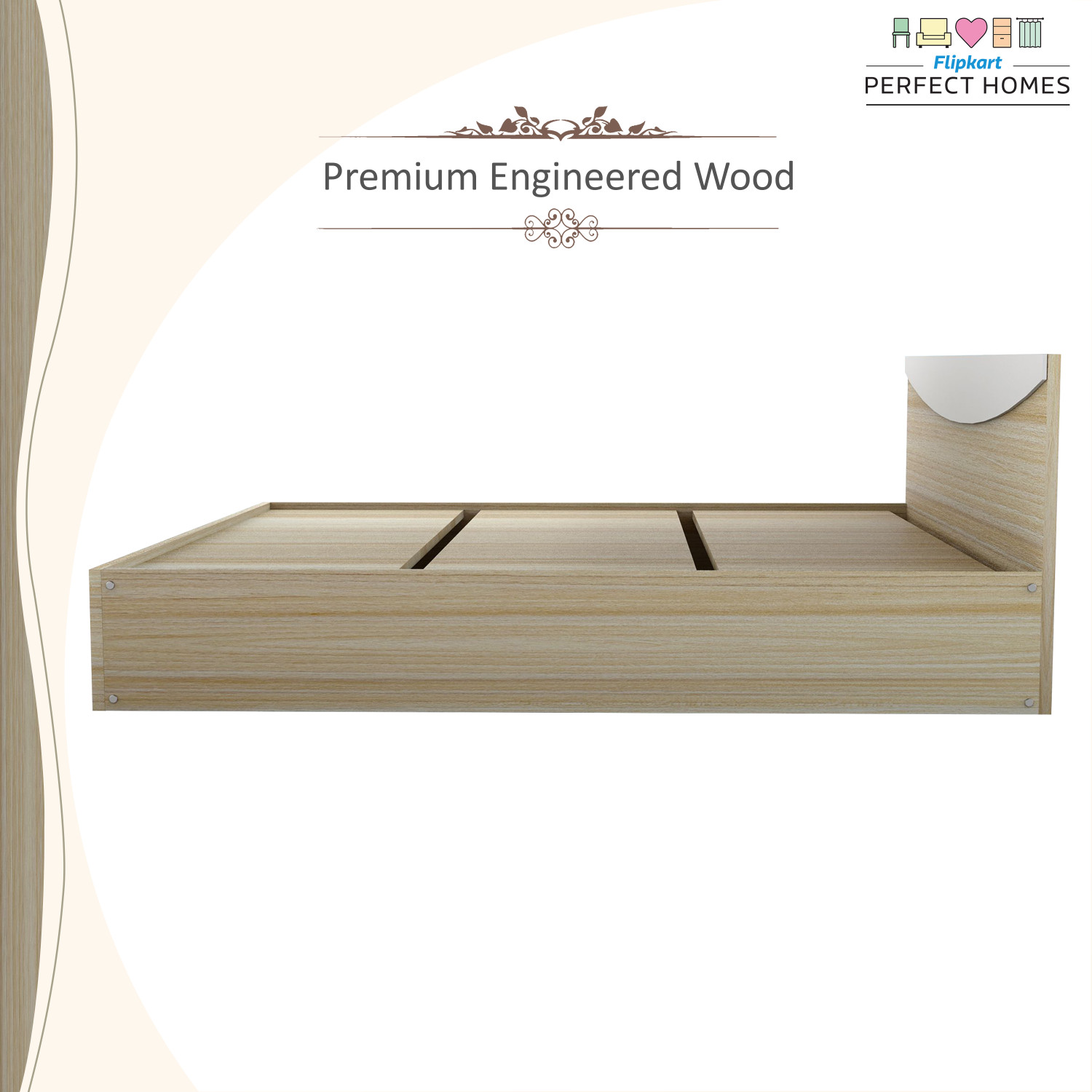 Image of Flipkart Perfect Homes Carol Engineered Wood Queen Bed, 203.5 cm x 159.5 cm (6.68 ft x 5.23 ft)