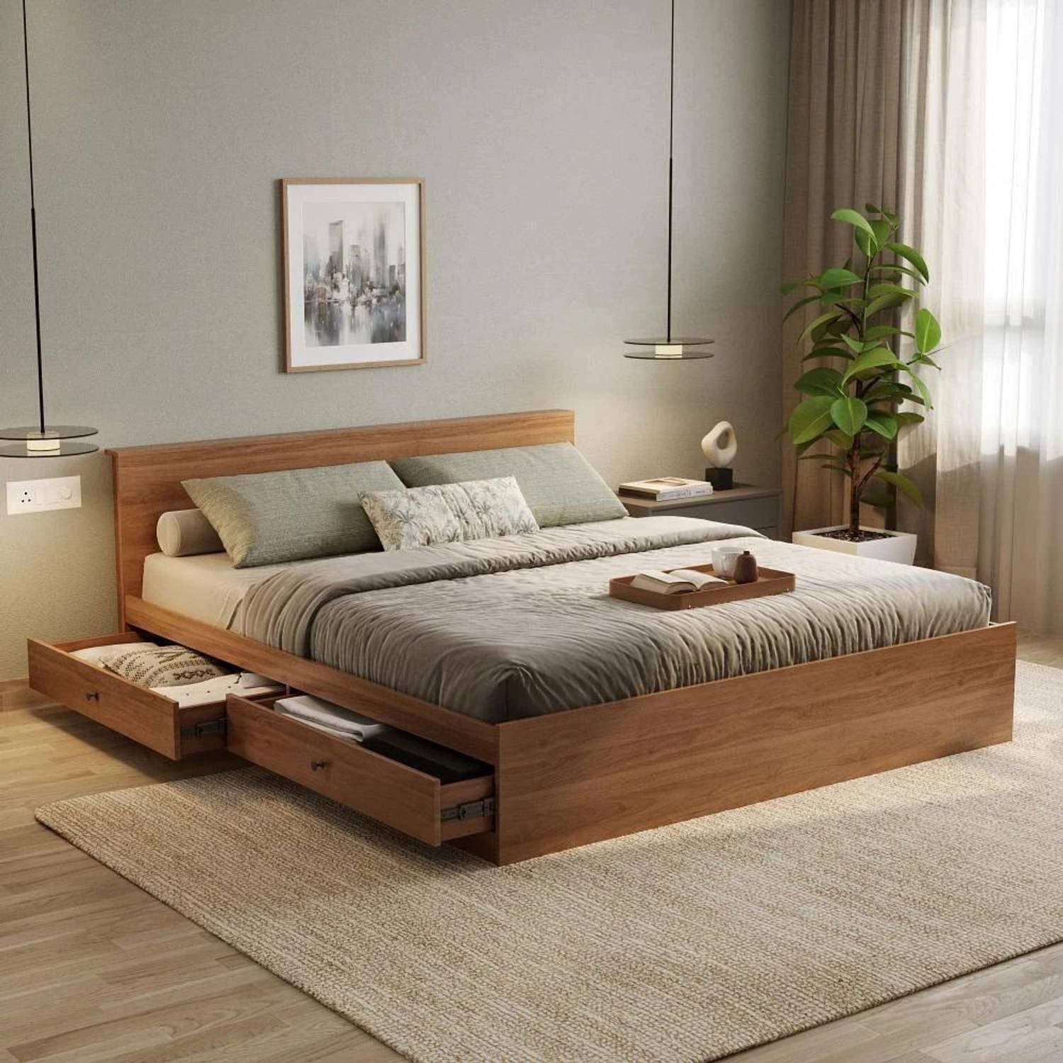 Wakefit Taurus Engineered Wood King Drawer Bed, 213 cm x 164 cm (6.99 ft x 5.38 ft)