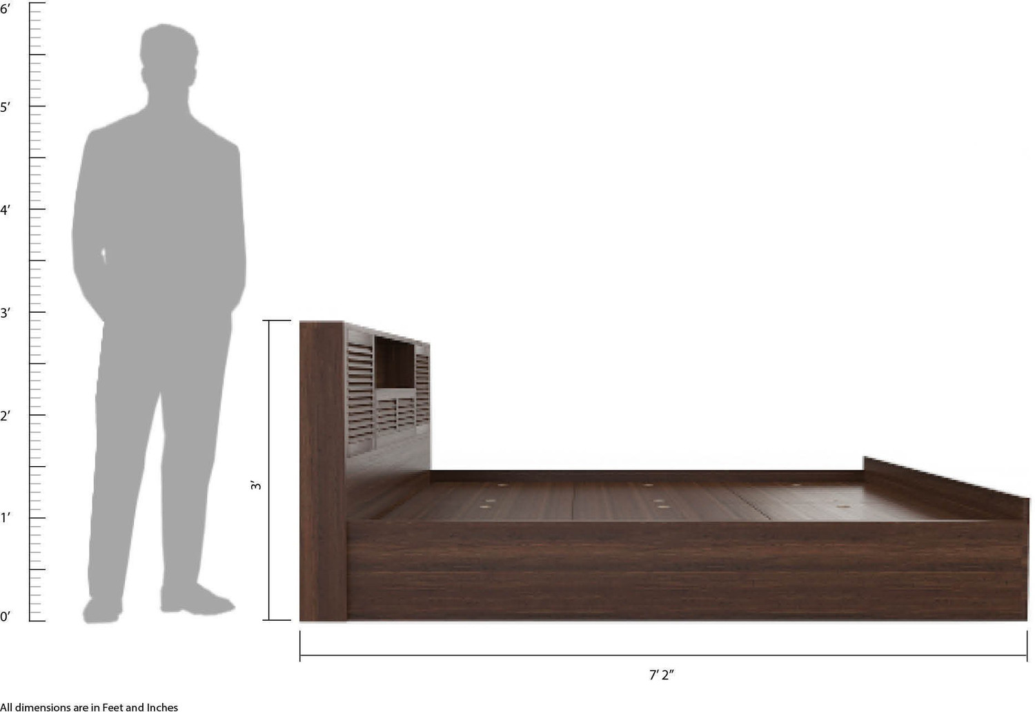 Image of Hometown Bolton Engineered Wood Queen Box Bed, 219 cm x 160 cm (7.19 ft x 5.25 ft)