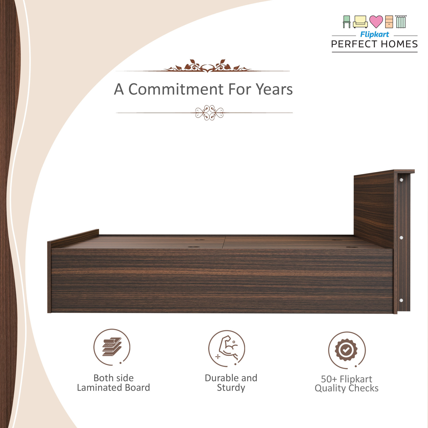 Image of Flipkart Perfect Homes Elysian Engineered Wood Queen Box Bed, 159 cm x 203.8 cm (5.22 ft x 6.69 ft)
