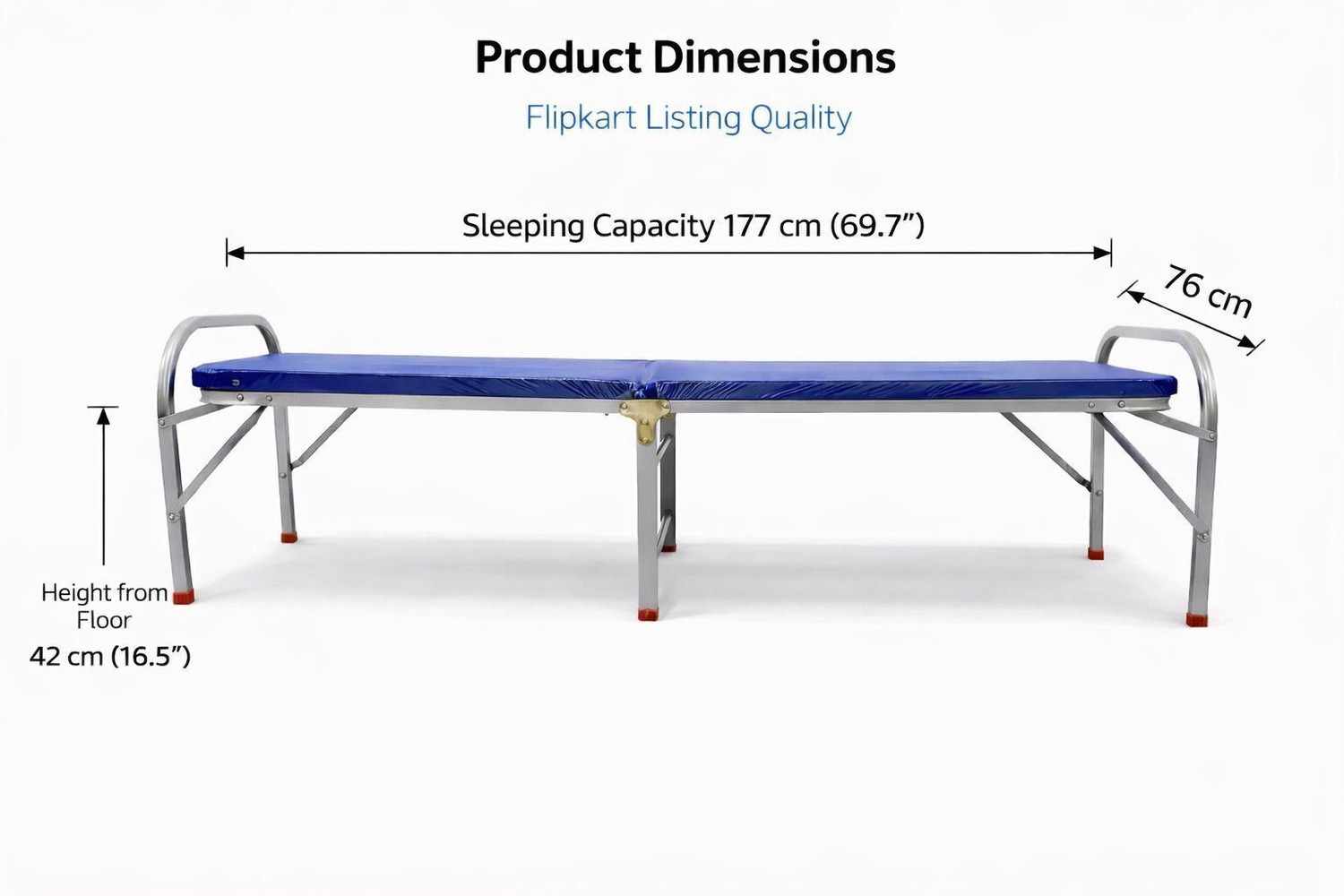 Image of RSworld Metal Single Bed, 190 cm x 76 cm (6.23 ft x 2.49 ft)