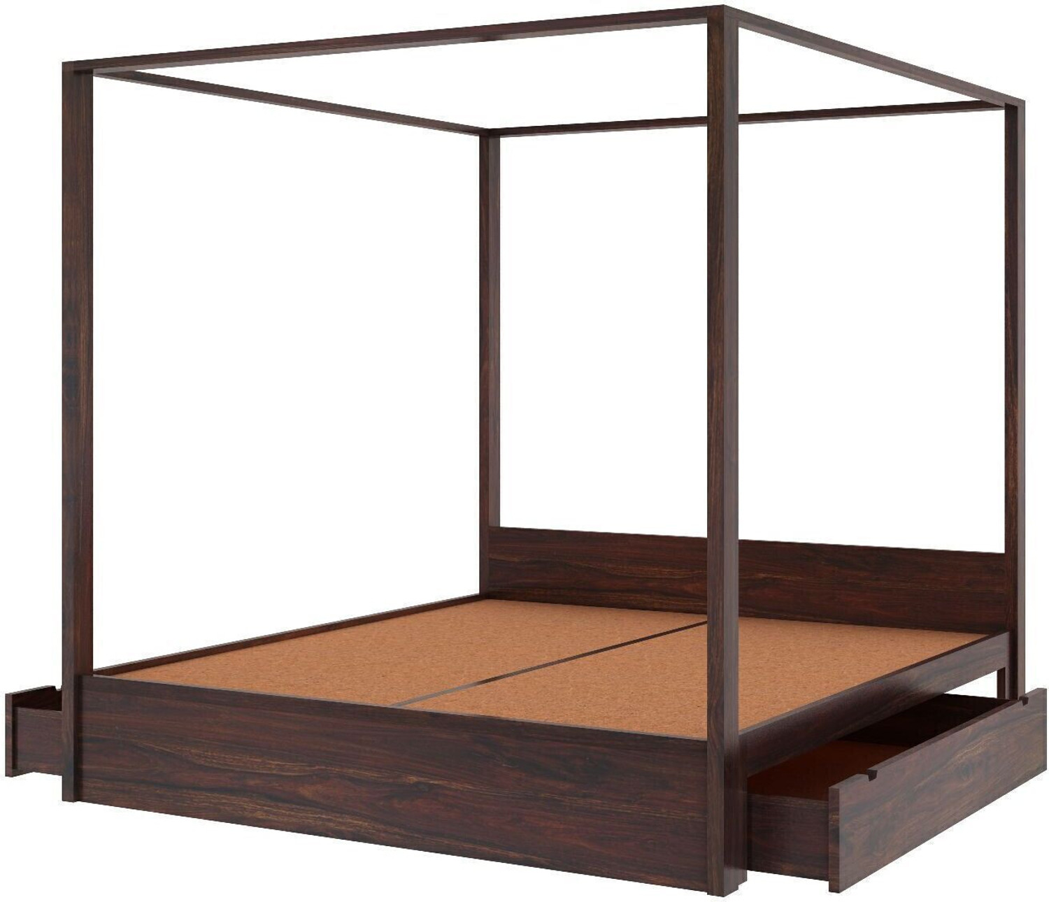 Image of WOODENJOY Sheesham Wood King Bed With Drawers Storage /Wooden Bed With Storage For Home Solid Wood King Drawer Bed, 210.82 cm x 190.5 cm (6.92 ft x 6.25 ft) (Finish Color - Walnut finish, Delivery Condition - DIY(Do-It-Yourself))