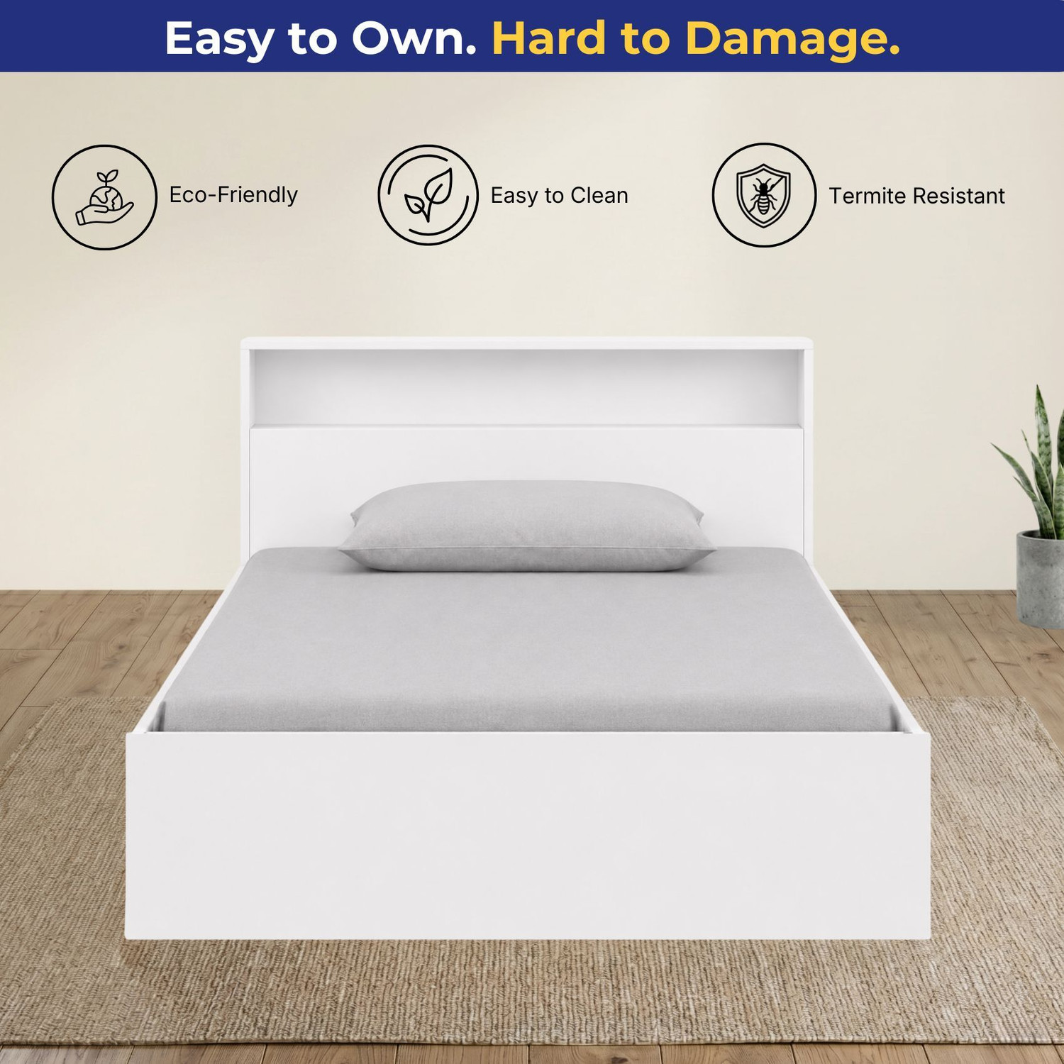 Image of Delite Kom Urban Single Bed | with Box & Headboard Storage | Assembly Included | Engineered Wood Single Box Bed, 213 cm x 95 cm (6.99 ft x 3.12 ft)