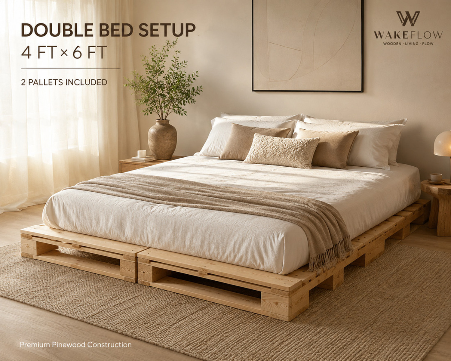 Image of The lkea wakeflow pallet bed premium customizable style italian Engineered Wood Single Bed, 91 cm x 91 cm (2.99 ft x 2.99 ft)
