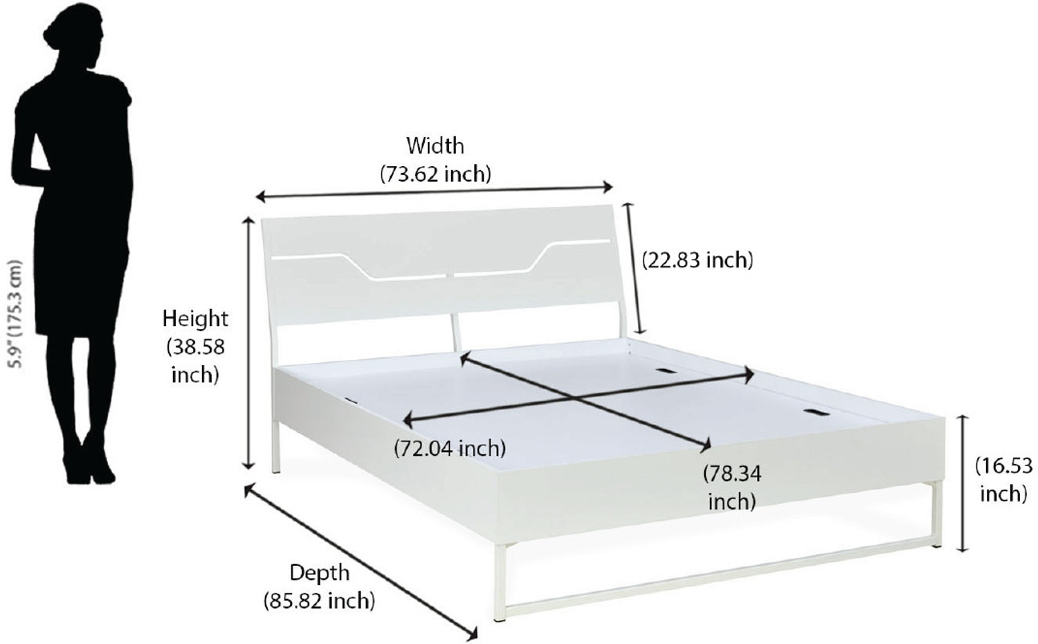 Image of Nilkamal SLEEP Grande Wood and Metal Hybrid Bed With Lite Dual Comfort Mattress Engineered Wood King Bed, 217.9828 cm x 184.45 cm (7.15 ft x 6.05 ft)