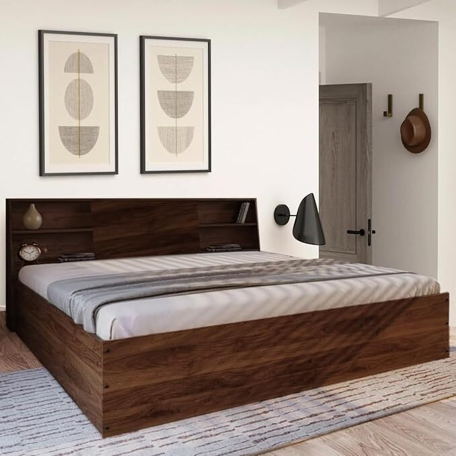 Image of Nightingale Engineered Wood Queen Box Bed, 201.93 cm x 157.48 cm (6.63 ft x 5.17 ft)