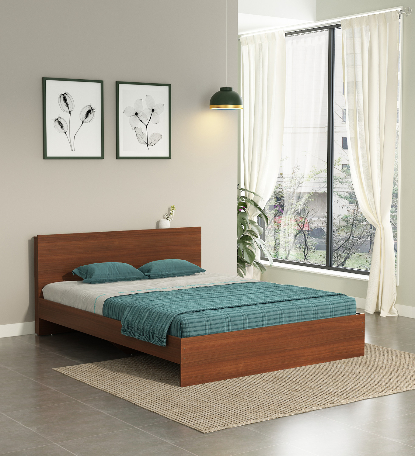 Image of Valuewud From Pepperfry King Size Without Storage Bed For Bedroom | Double Cot Bed | Engineered Wood King Bed, 185.42 cm x 213.36 cm (6.08 ft x 7.0 ft)