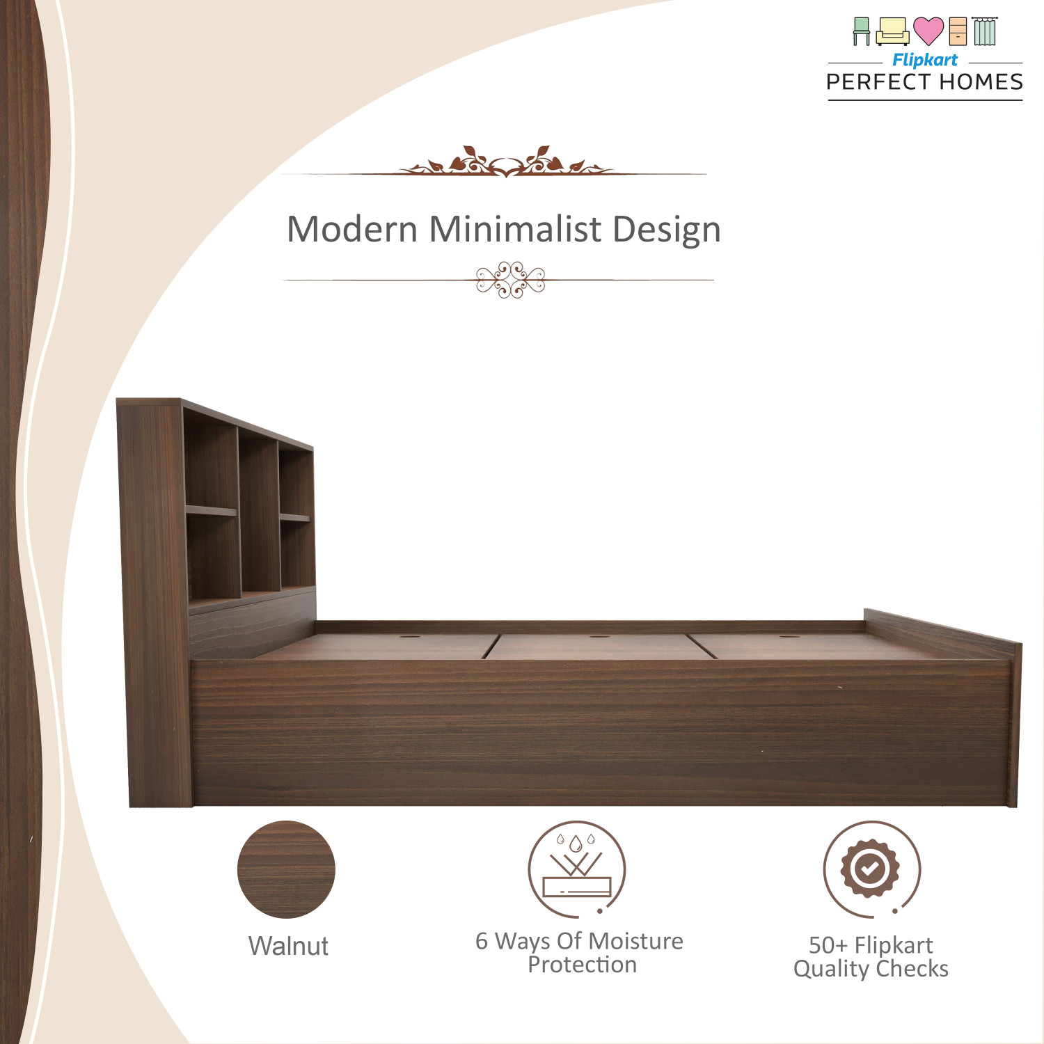 Image of Flipkart Perfect Homes Opus Engineered Wood Queen Box Bed, 213 cm x 162.3 cm (6.99 ft x 5.32 ft)
