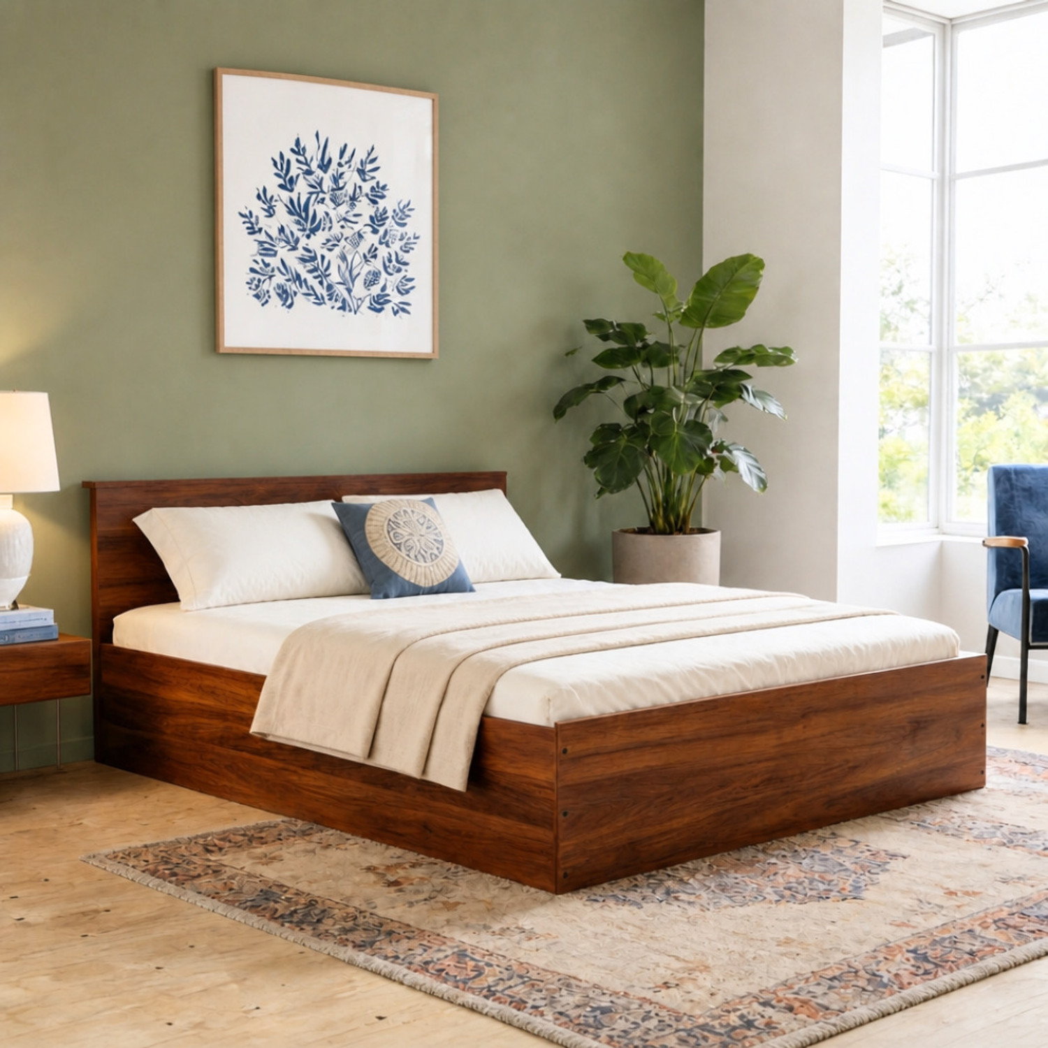 Image of Flipkart Perfect Homes Vona Bed 17mm Thick Board Bedroom Furniture Engineered Wood Queen Box Bed, 210 cm x 157 cm (6.89 ft x 5.15 ft)
