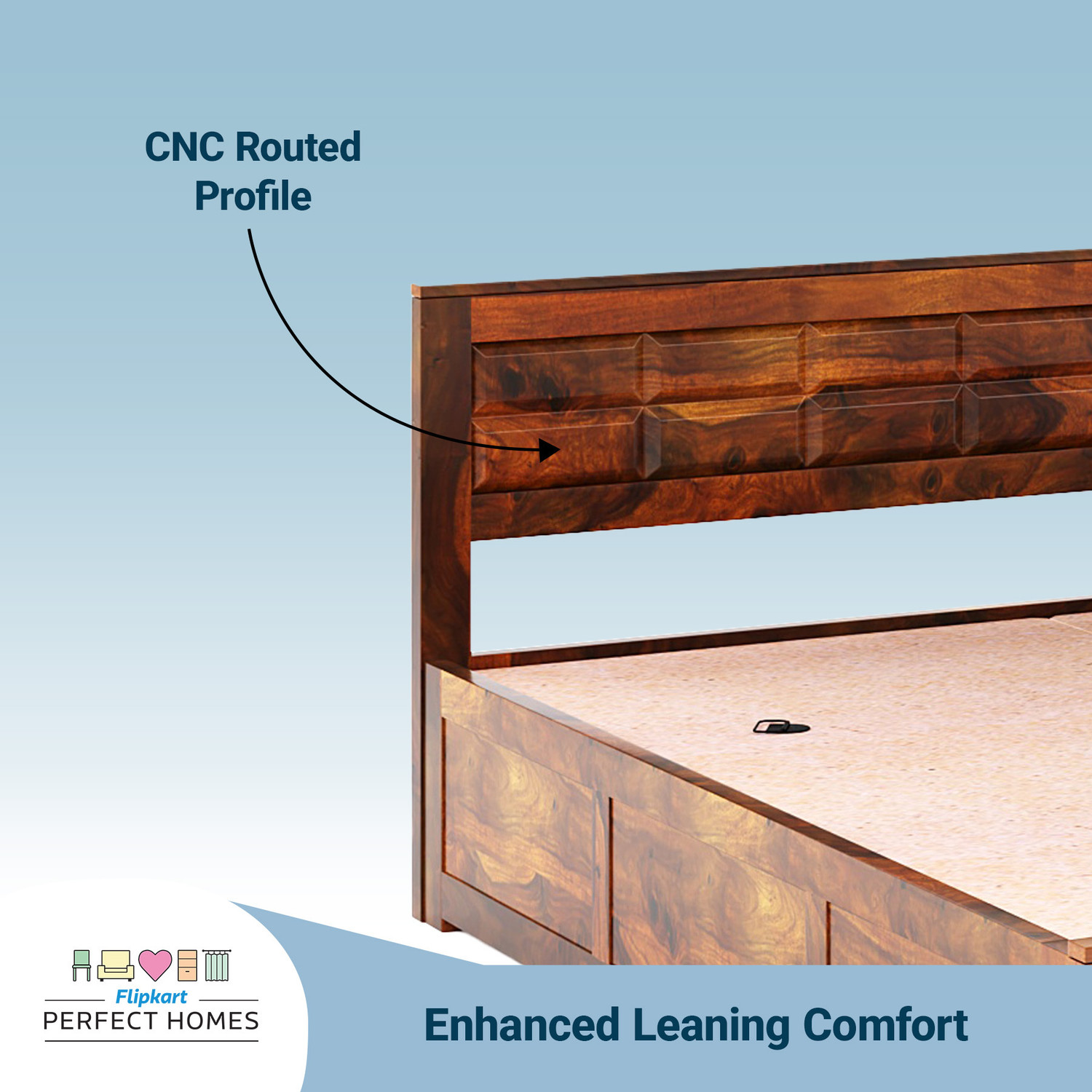 Image of Flipkart Perfect Homes Vigorous Solid Wood Queen Box Bed, 206 cm x 157 cm (6.76 ft x 5.15 ft)