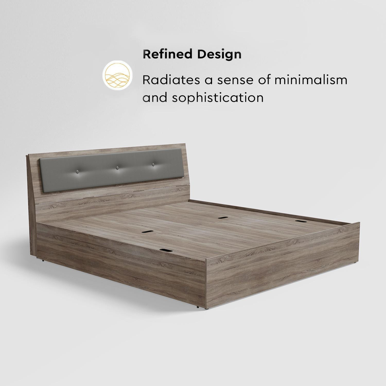Image of Interio by Godrej Stud Engineered Wood Queen Drawer Bed, 218.2 cm x 156 cm (7.16 ft x 5.12 ft)
