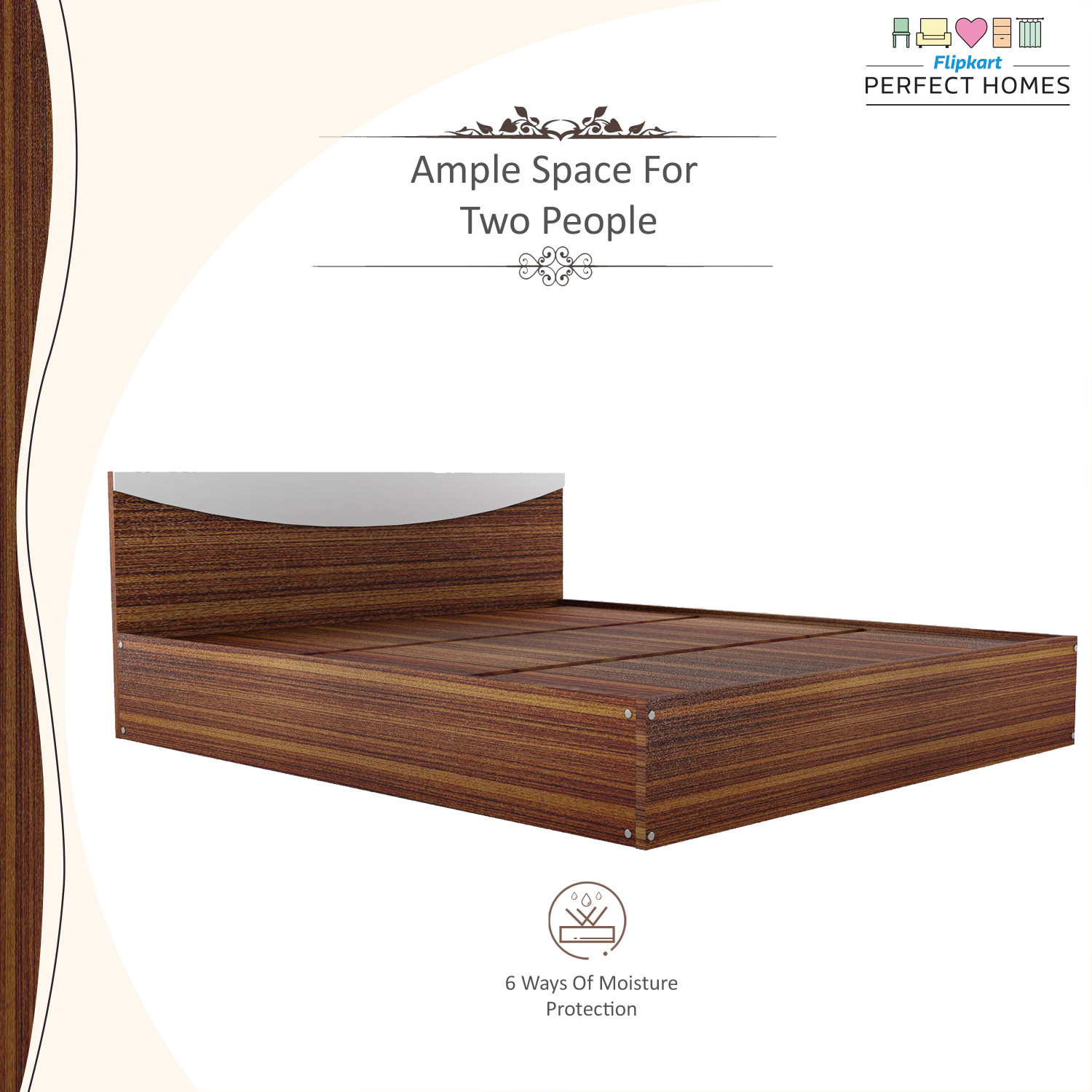 Image of Flipkart Perfect Homes Carol Engineered Wood Queen Bed, 203.5 cm x 159.5 cm (6.68 ft x 5.23 ft)