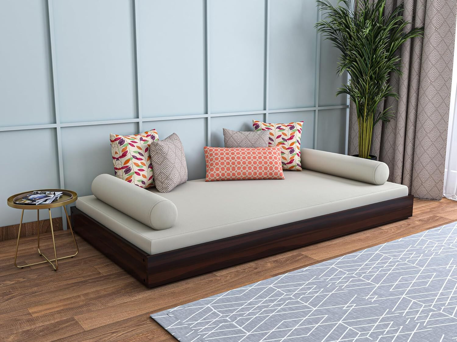 Image of Jh Decore Solid Wood Bed | Wooden Bed | Double Bed | Sheesham Wood Bed | Diwan Bed | Bed | Solid Wood Double Bed, 182.88 cm x 121.92 cm (6.0 ft x 4.0 ft)