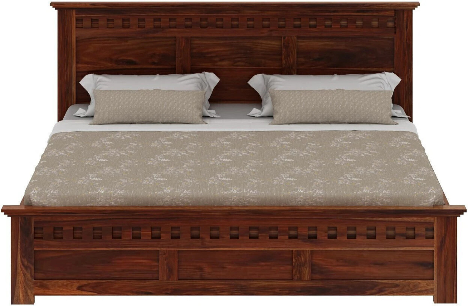 Image of WOODENJOY Sheesham Wood King Bed /Wooden Bed With Hydraulic Storage /Wooden Palaung For Home Solid Wood King Hydraulic Bed, 210.82 cm x 198.12 cm (6.92 ft x 6.5 ft)