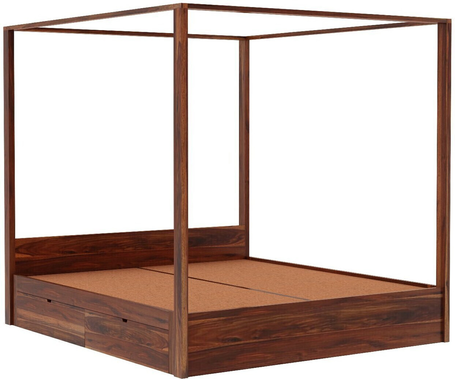Image of WOODENJOY Sheesham Wood Queen Bed With Drawers Storage /Wooden Queen Bed With Storage Solid Wood Queen Drawer Bed, 210.82 cm x 160.02 cm (6.92 ft x 5.25 ft) (Finish Color - Natural- 4-D, Delivery Condition - DIY(Do-It-Yourself))