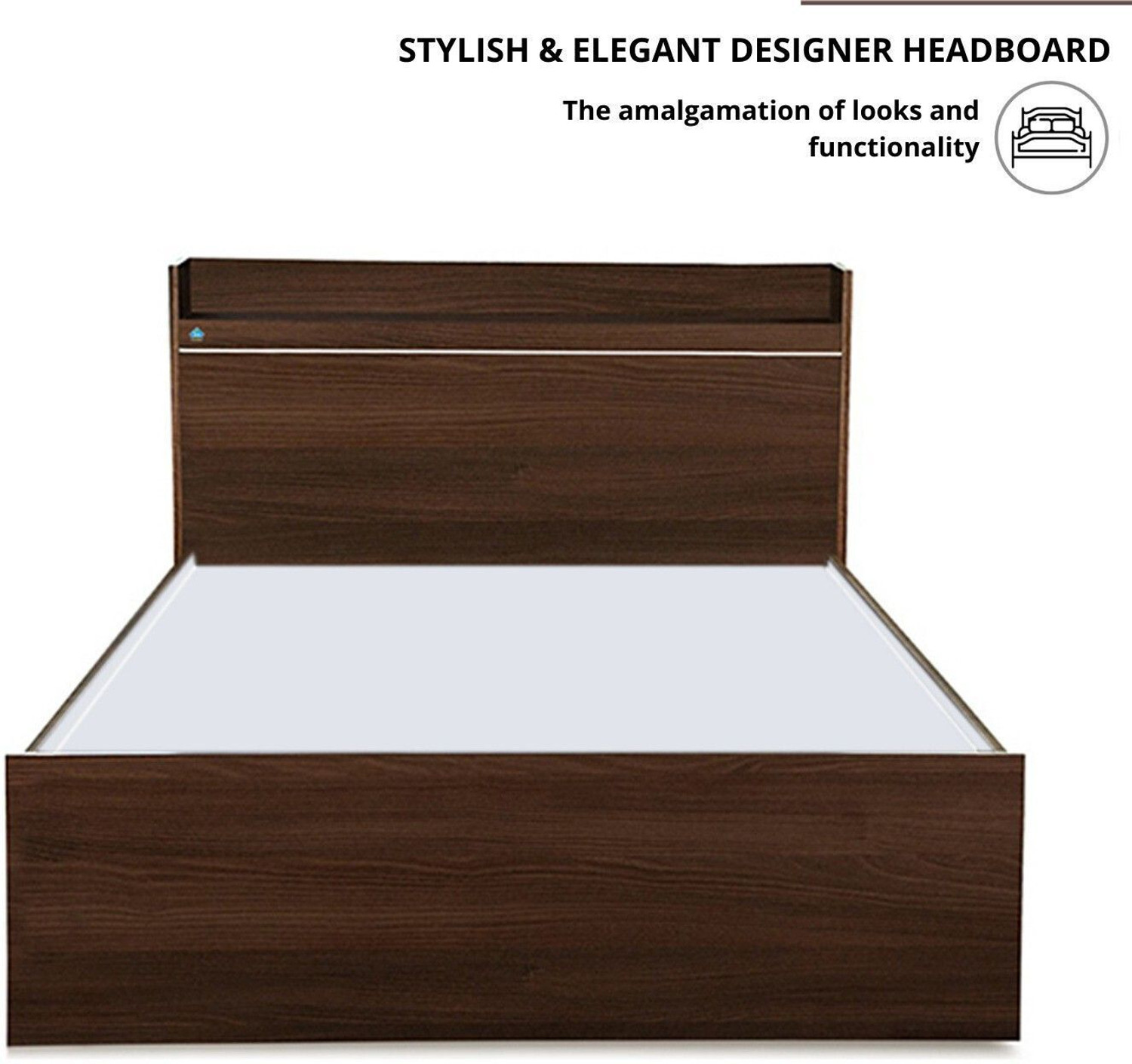 Image of Delite Kom Cherry Single Bed | Open Headboard Shelf Storage | Assembley Included | Engineered Wood Single Bed, 213 cm x 96 cm (6.99 ft x 3.15 ft)