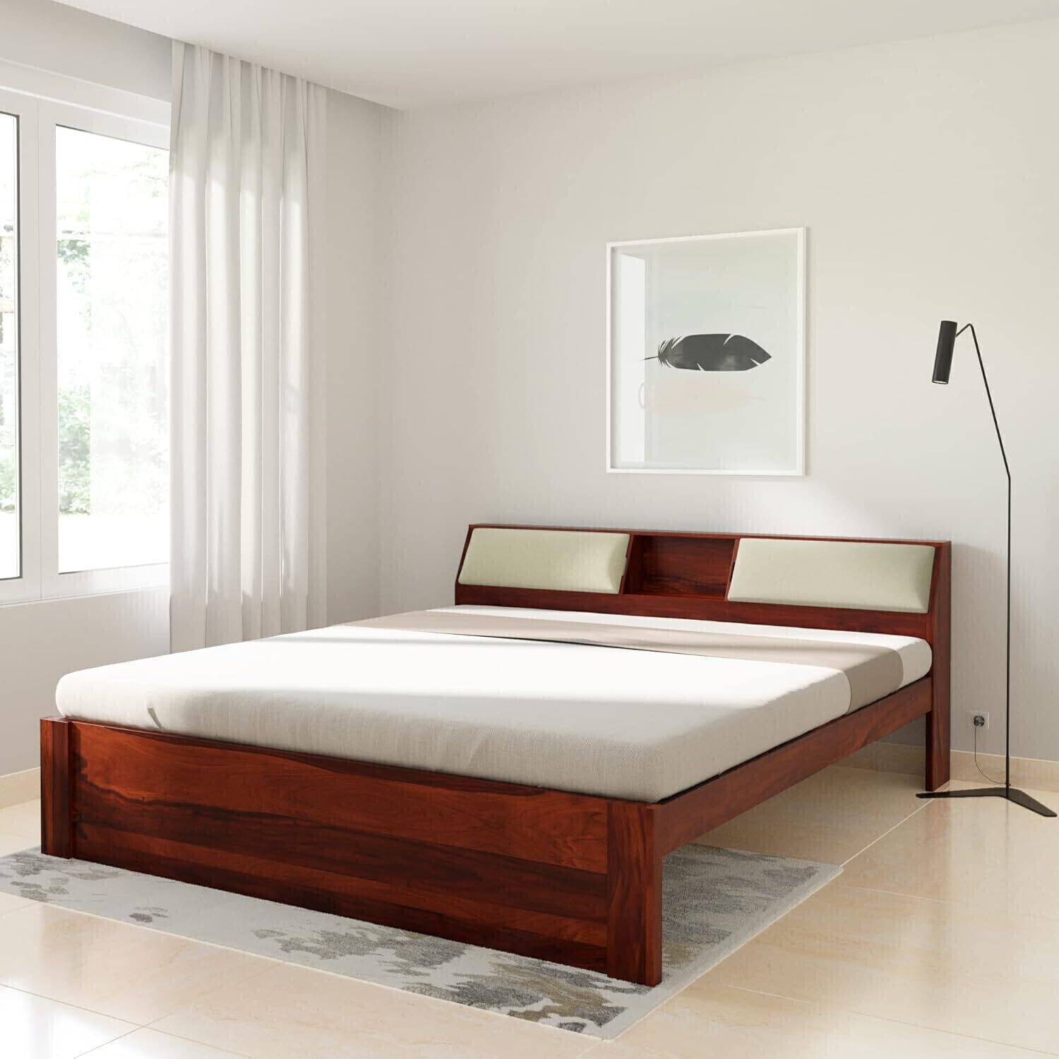 Rajgharana Sheesham Solid Wood King Size Bed without Storage for