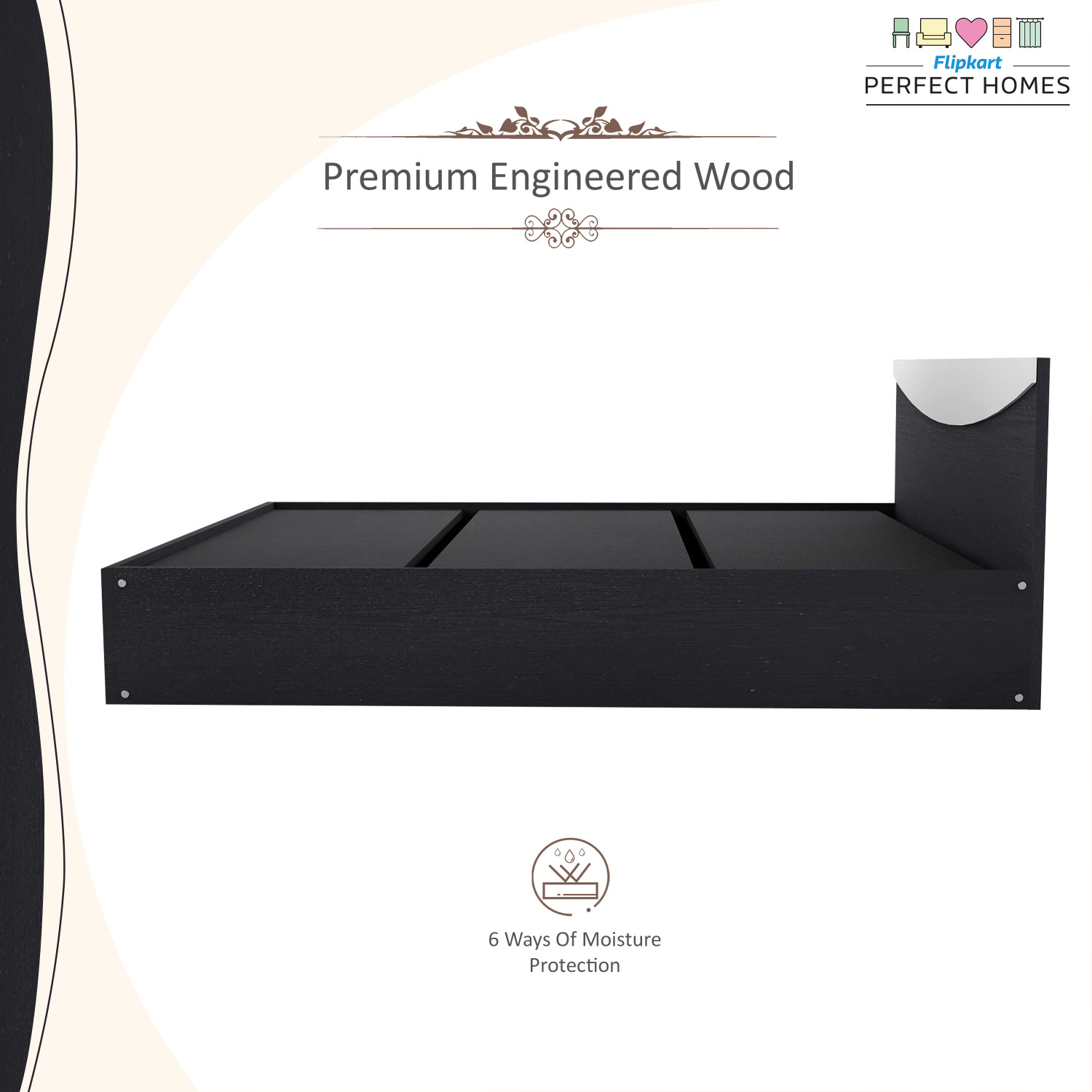 Image of Flipkart Perfect Homes Carol Engineered Wood King Bed, 203.5 cm x 190 cm (6.68 ft x 6.23 ft)