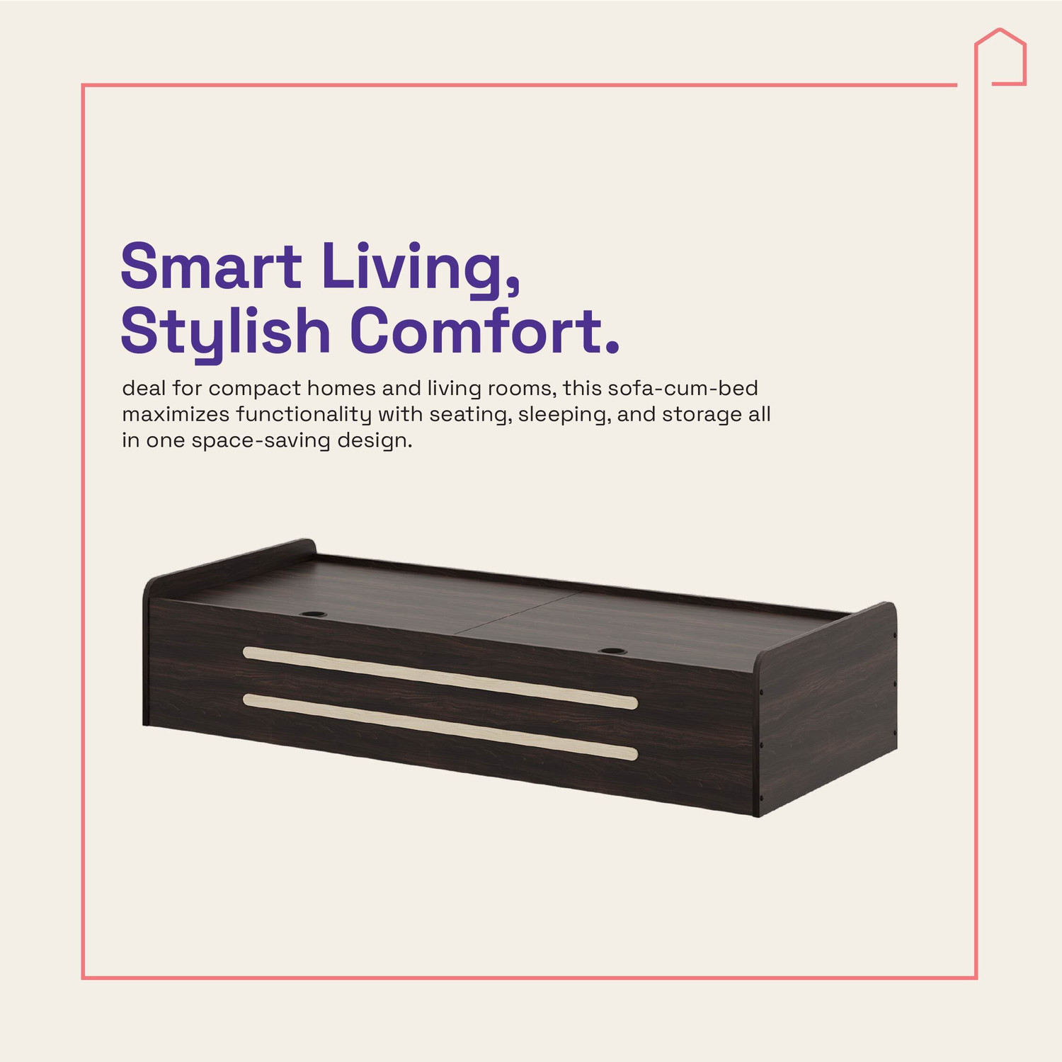 Image of Wakefit Engineered Wood Double Box Bed, 186 cm x 80.9 cm (6.1 ft x 2.65 ft)