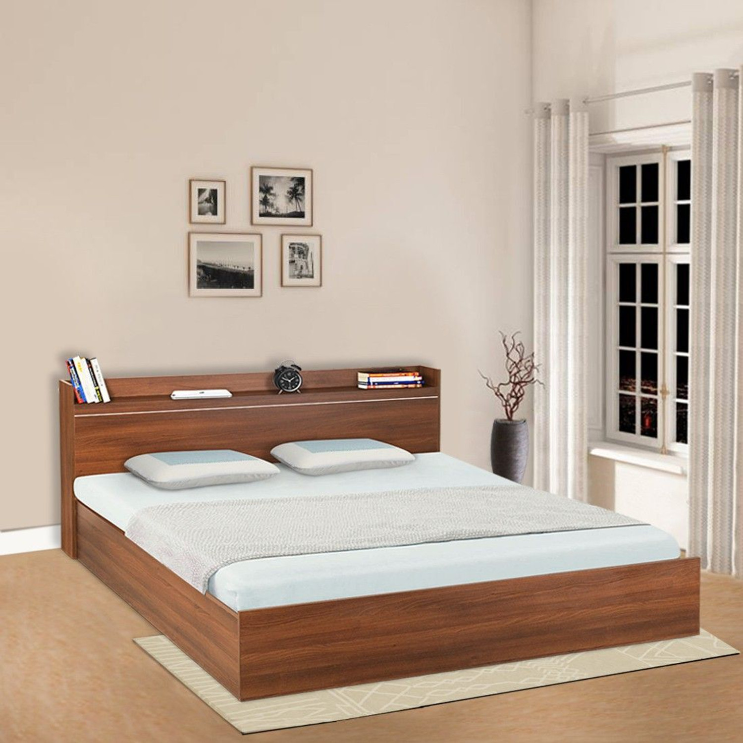Image of Delite Kom Cherry Engineered Wood King Box Bed, 220.8 cm x 190.2 cm (7.24 ft x 6.24 ft)