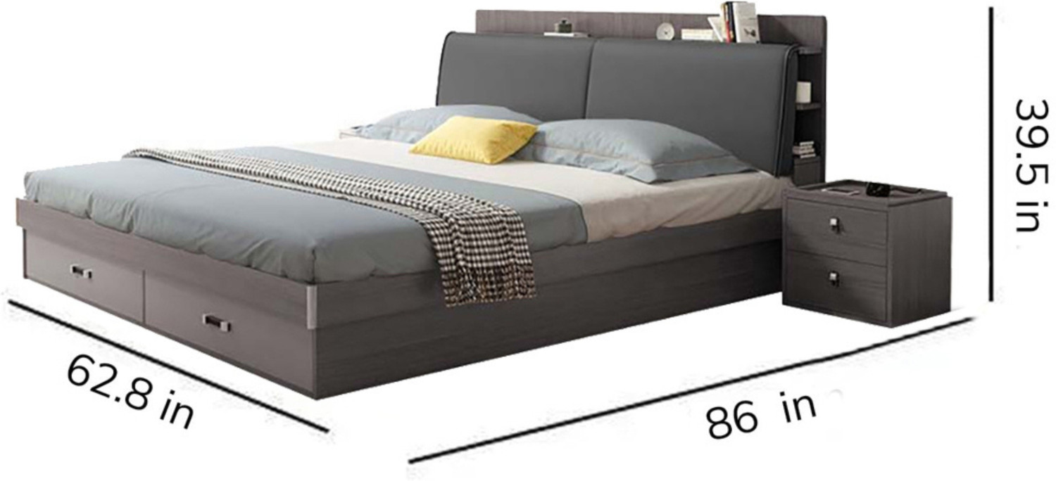 Image of RoyalOak Royaloak Tivoli Italian Engineered Wood Queen Hydraulic Bed, 35 cm x 61.4 cm (1.15 ft x 2.01 ft)
