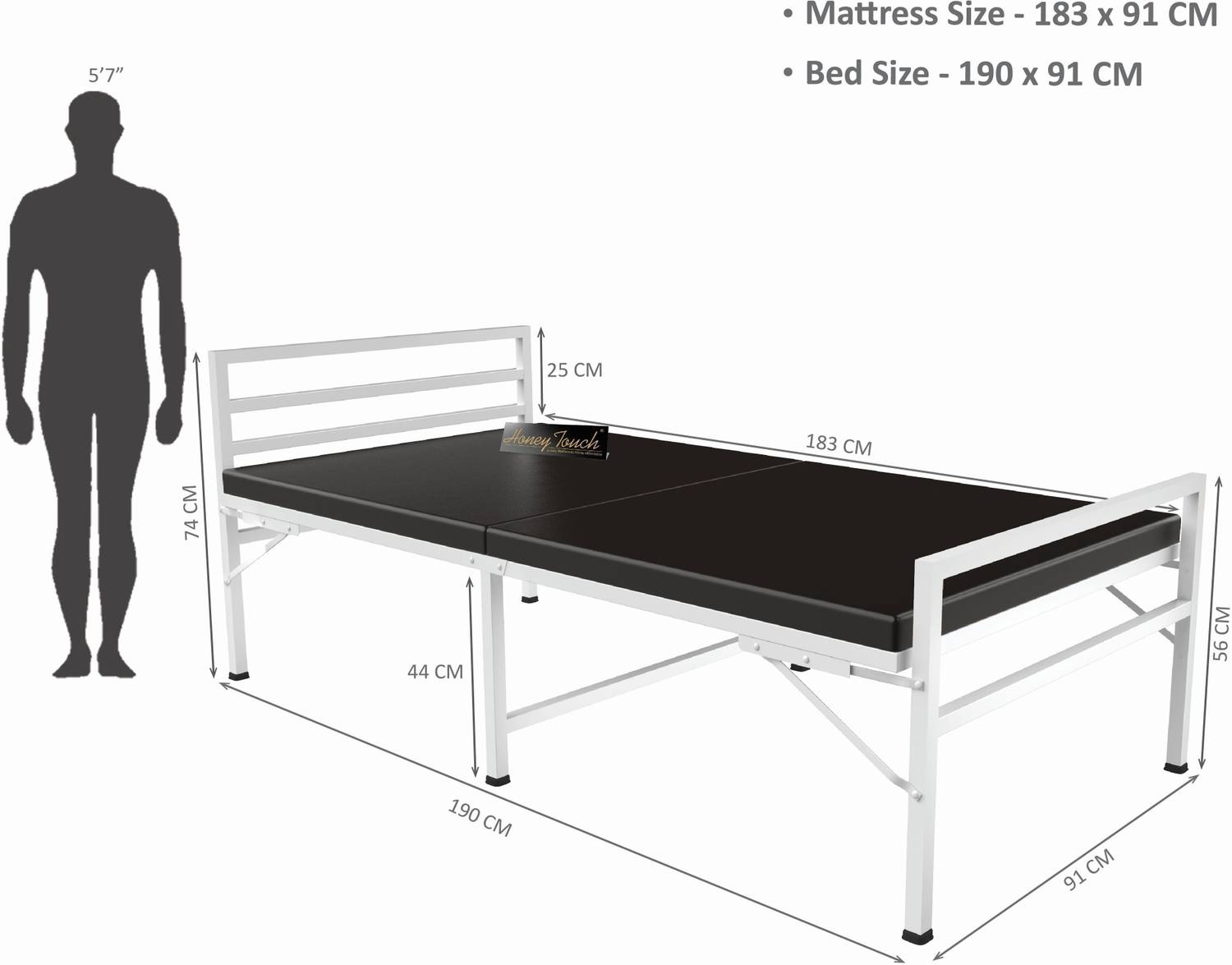 HoneyTouch Jasper Folding Bed Single with Mattress - Image 5