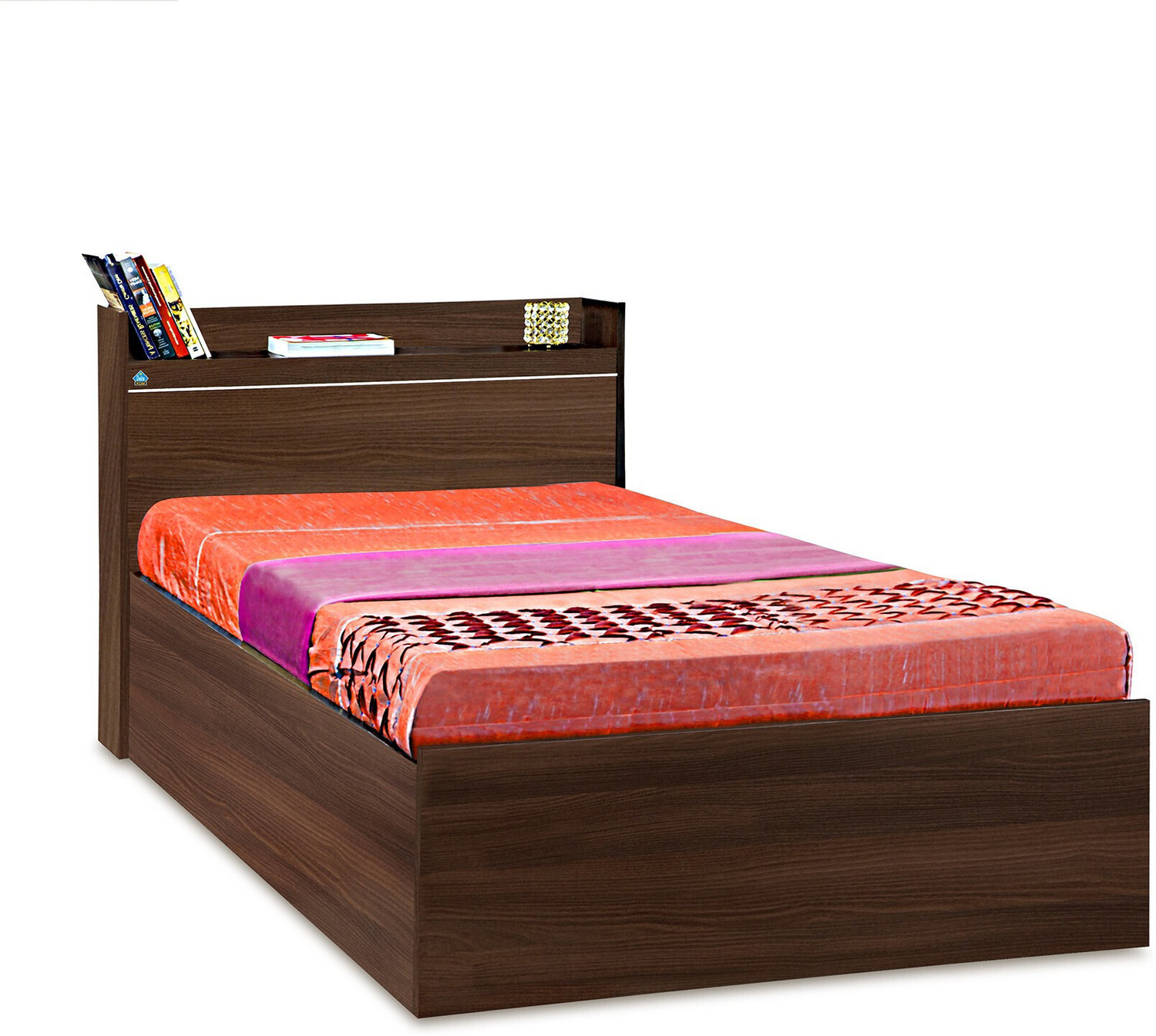 Image of Delite Kom Cherry Single Bed | with Box & Headboard Storage | Assembly Included | Engineered Wood Single Box Bed, 213 cm x 96 cm (6.99 ft x 3.15 ft)