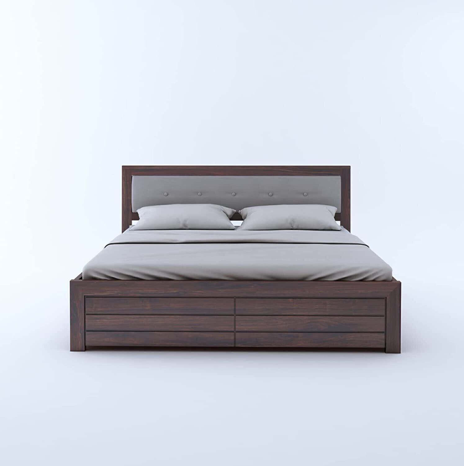 Image of Ganpati Arts Sheesham Wood Bed For Bedroom /Wooden Cot /Bed With Box Storage For Home Solid Wood Queen Box Bed, 188 cm x 193 cm (6.17 ft x 6.33 ft)