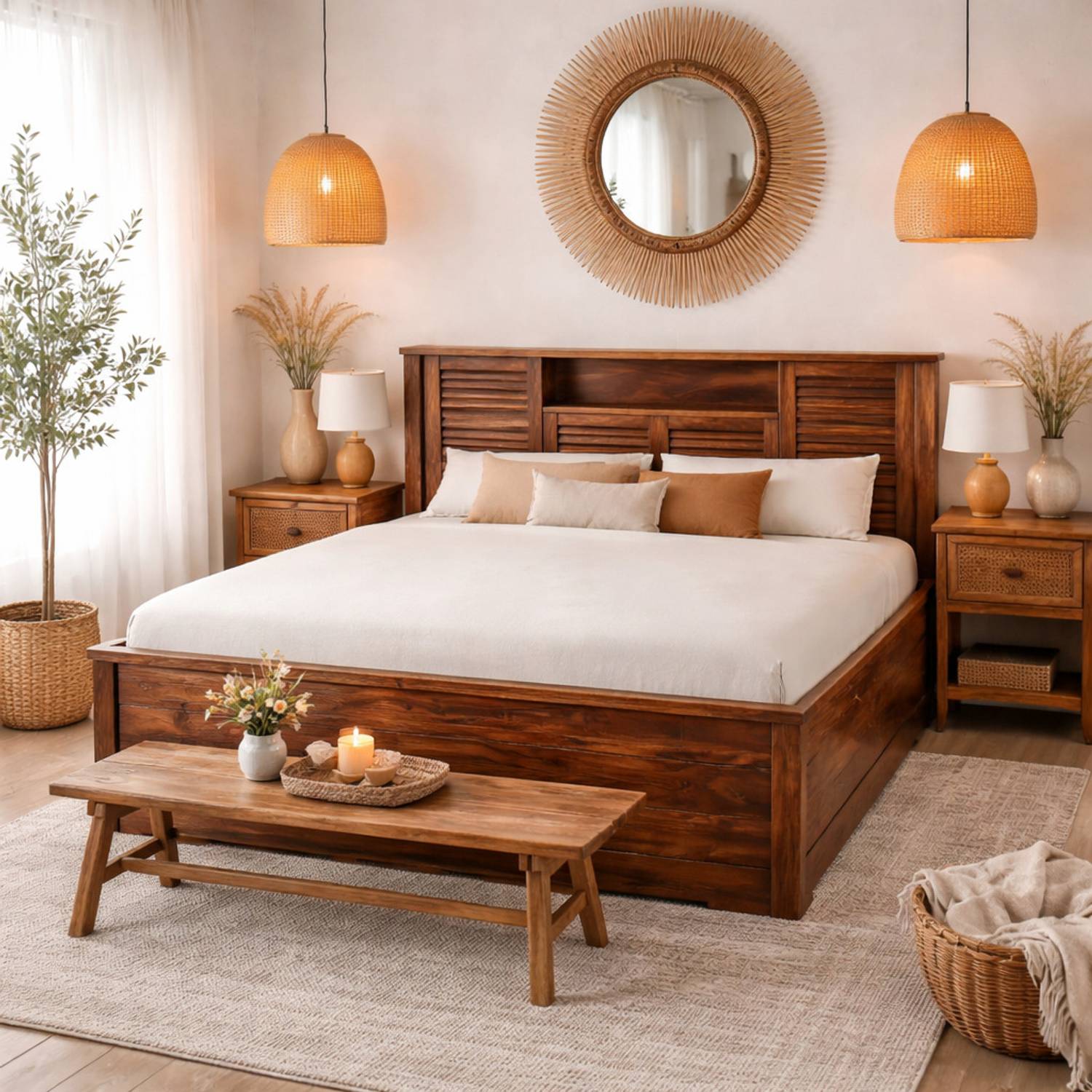 KraftShilp Vellora Sheesham Wood Queen Box Bed - Image 1