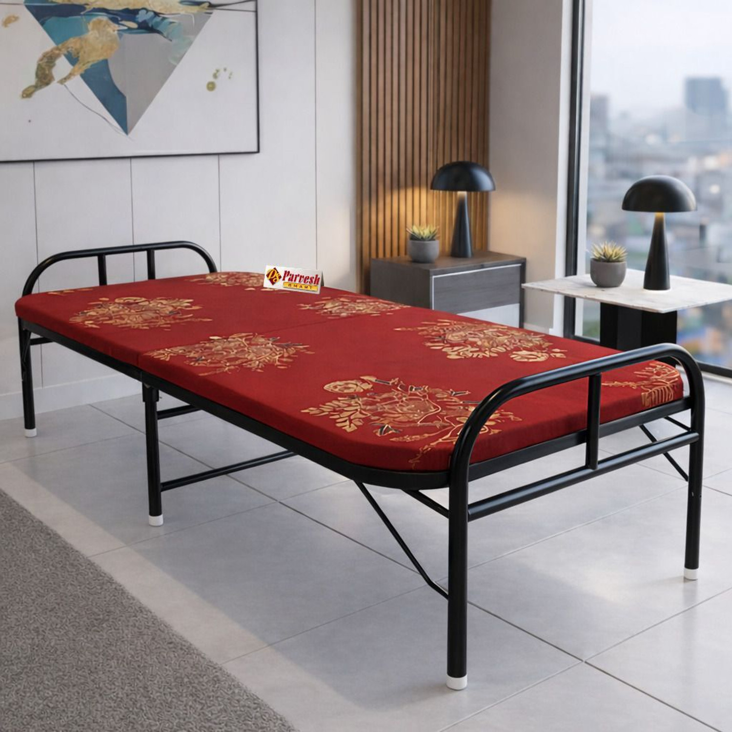 Image of PS PARVESH SMART Mattress bed Metal Single Bed, 183 cm x 92 cm (6.0 ft x 3.02 ft)