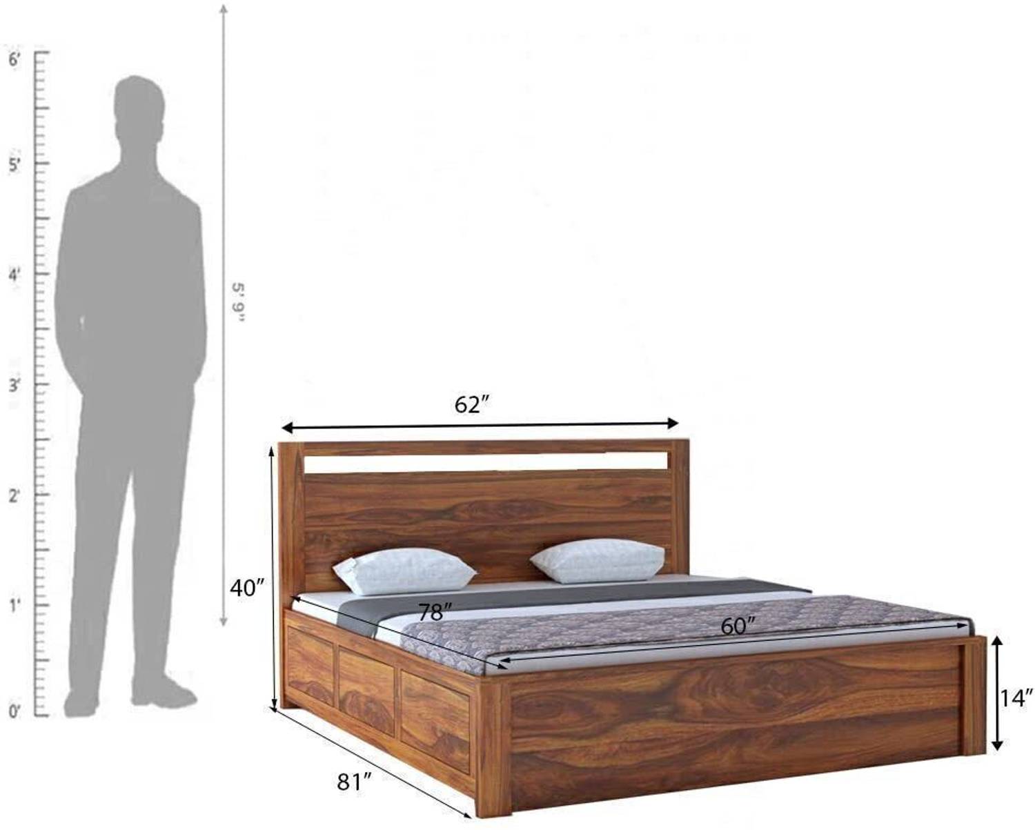 Ganpati Arts Sheesham Wood Jaipur Bed For Bedroom/Wooden Cot/Bed