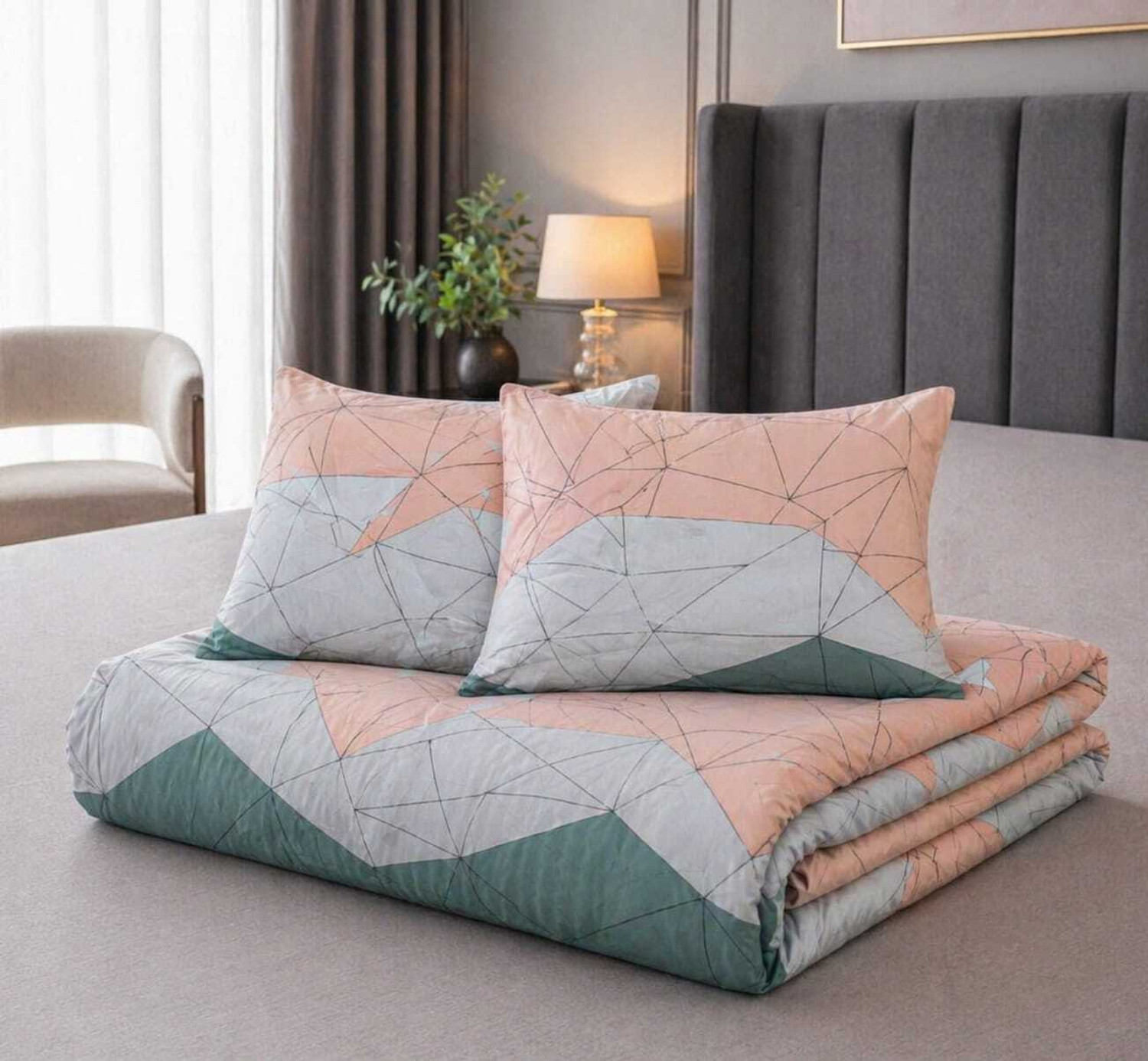 Image of Beta divine Microfiber Double King Sized Bedding Set (SKY LEHAR, bed comforter, 1 bedsheet, 2 pillow cover)