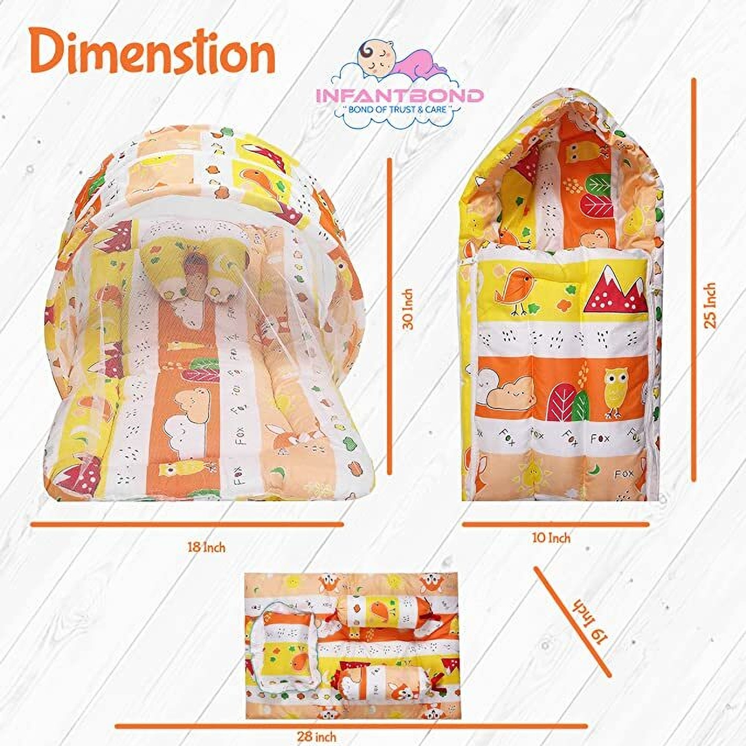 Image of Fareto Cotton Baby Bed Sized Bedding Set