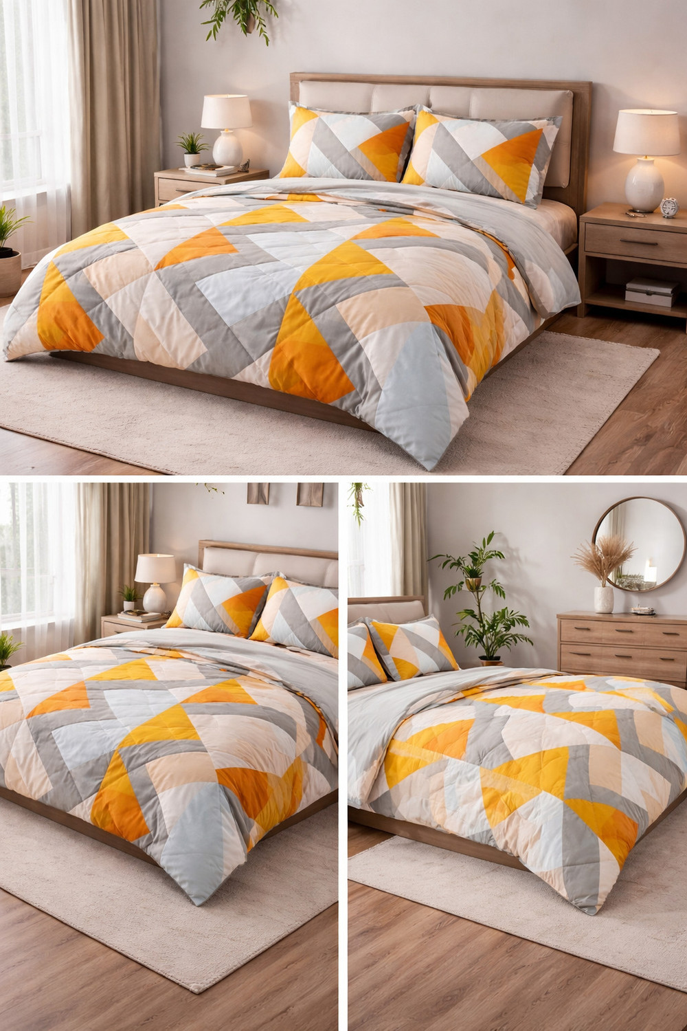 Image of Saha fashion hub Printed Double AC Blanket for AC Room (Poly Cotton, MUSTERD YELLOW GREY)