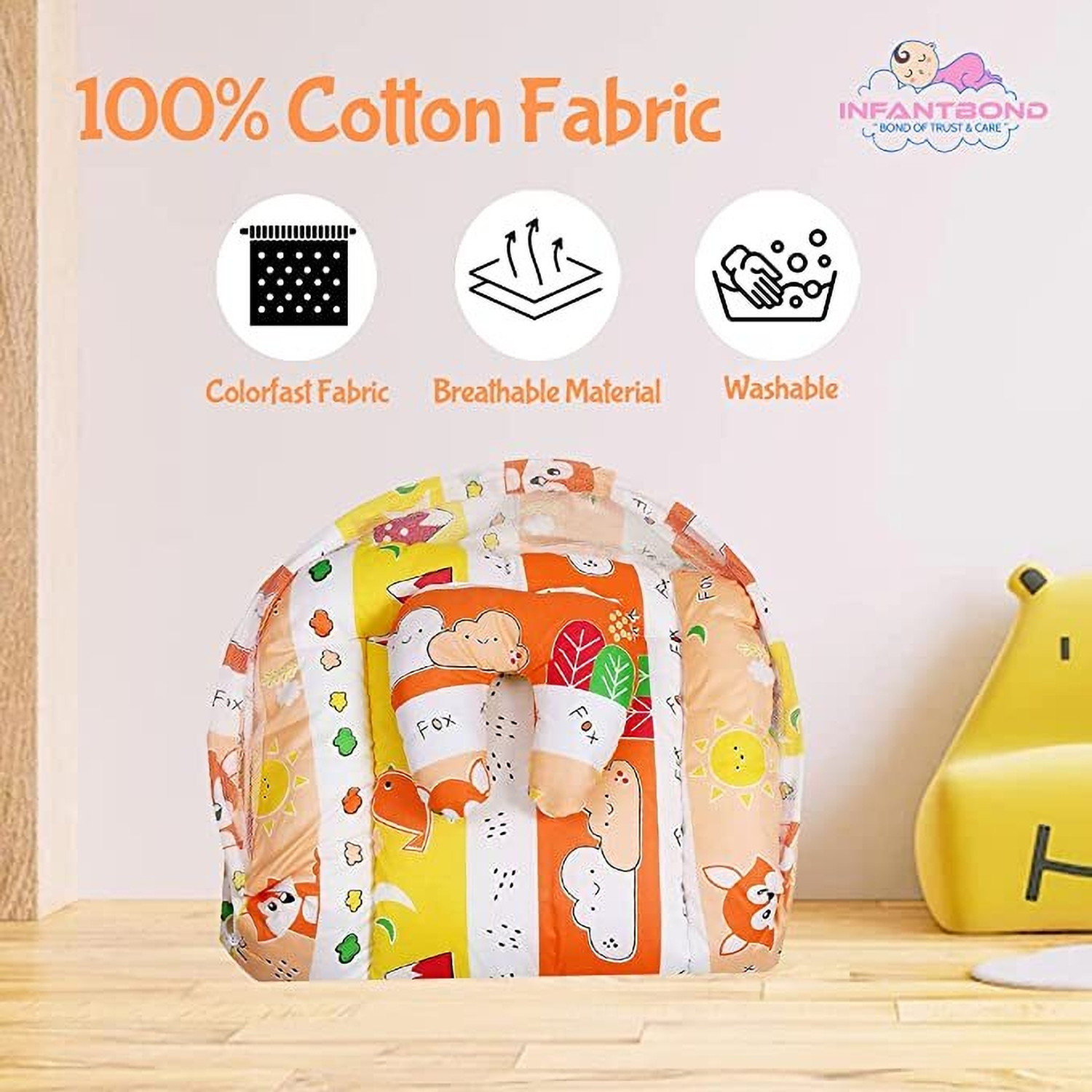 Image of Fareto Cotton Baby Bed Sized Bedding Set