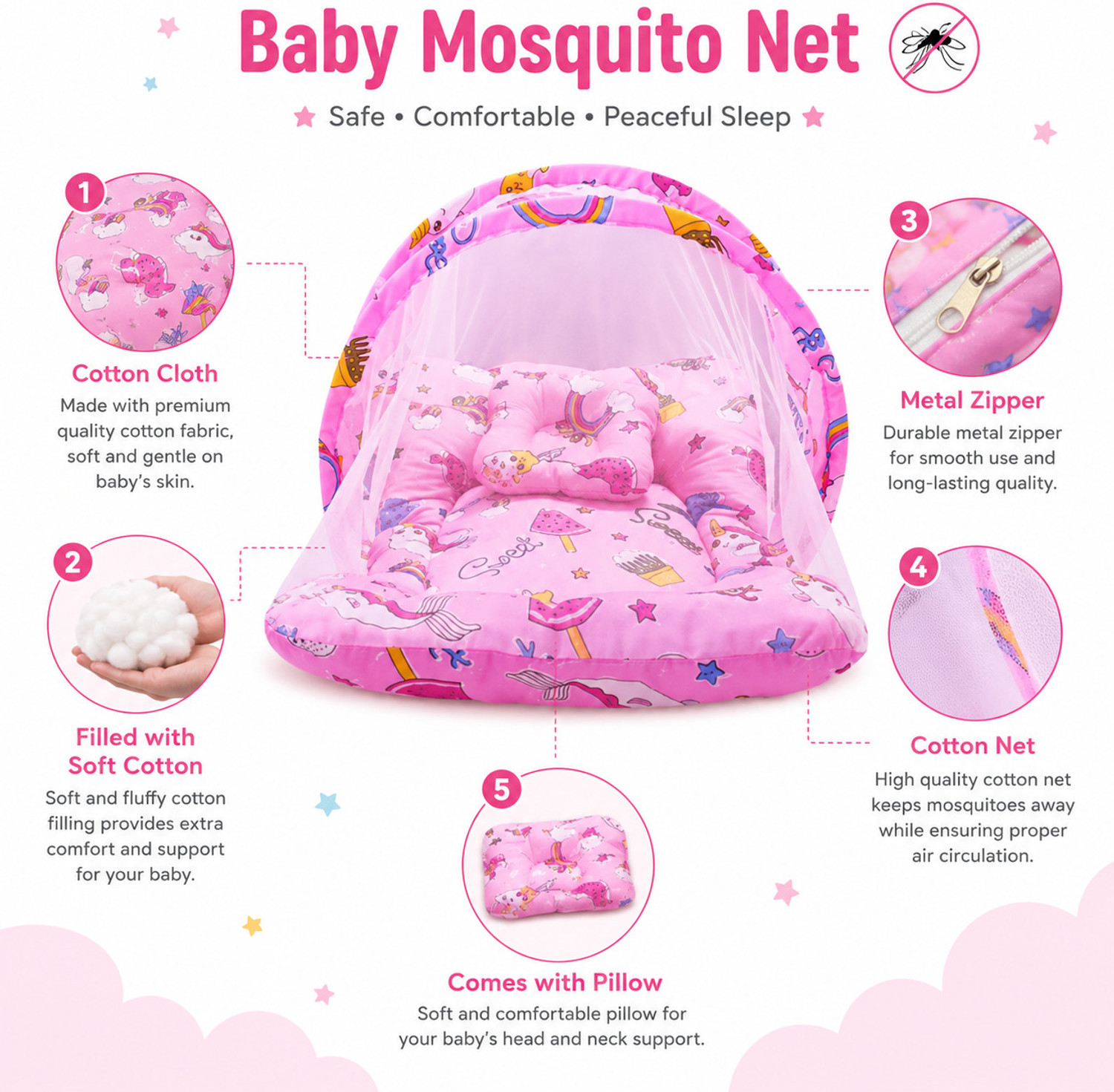 Image of First Vision Cotton Baby Bed Sized Bedding Set