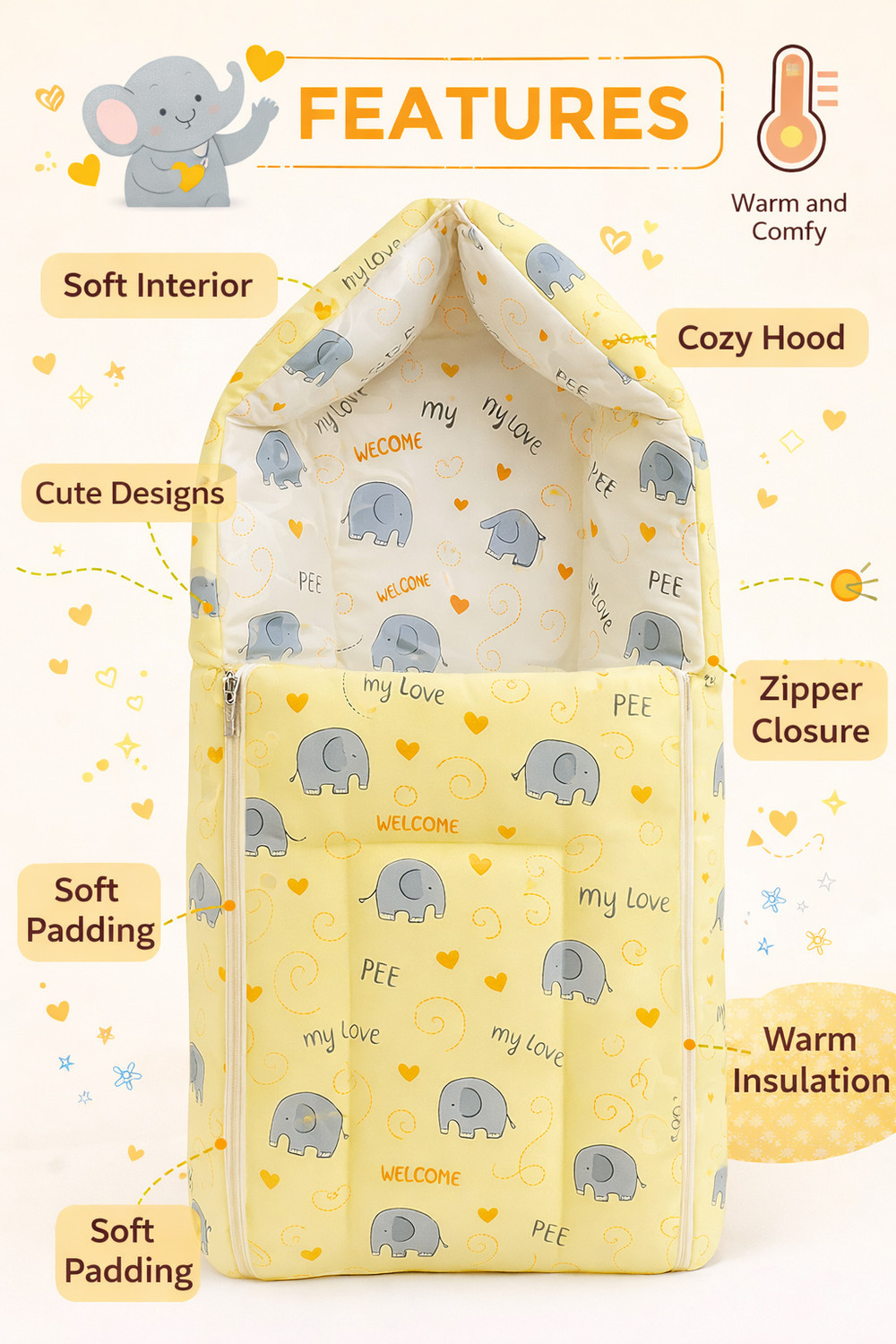Image of Toddylon New Born Baby Boys & Baby Girls Bedding Set Combo Pack (0-6 Month)