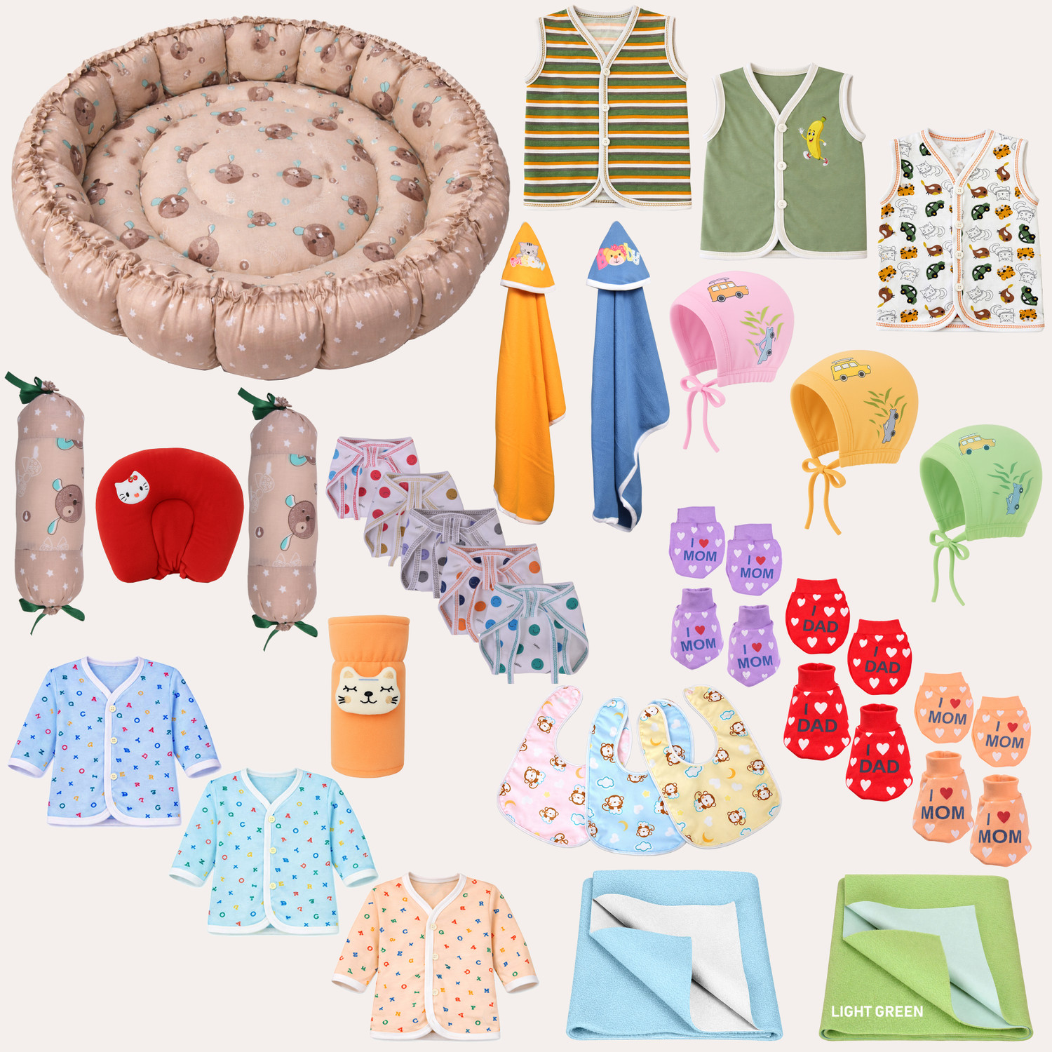 Image of Kwitchy New Born Baby Reversible Bed & Clothing Set Combo(0-6 Month)