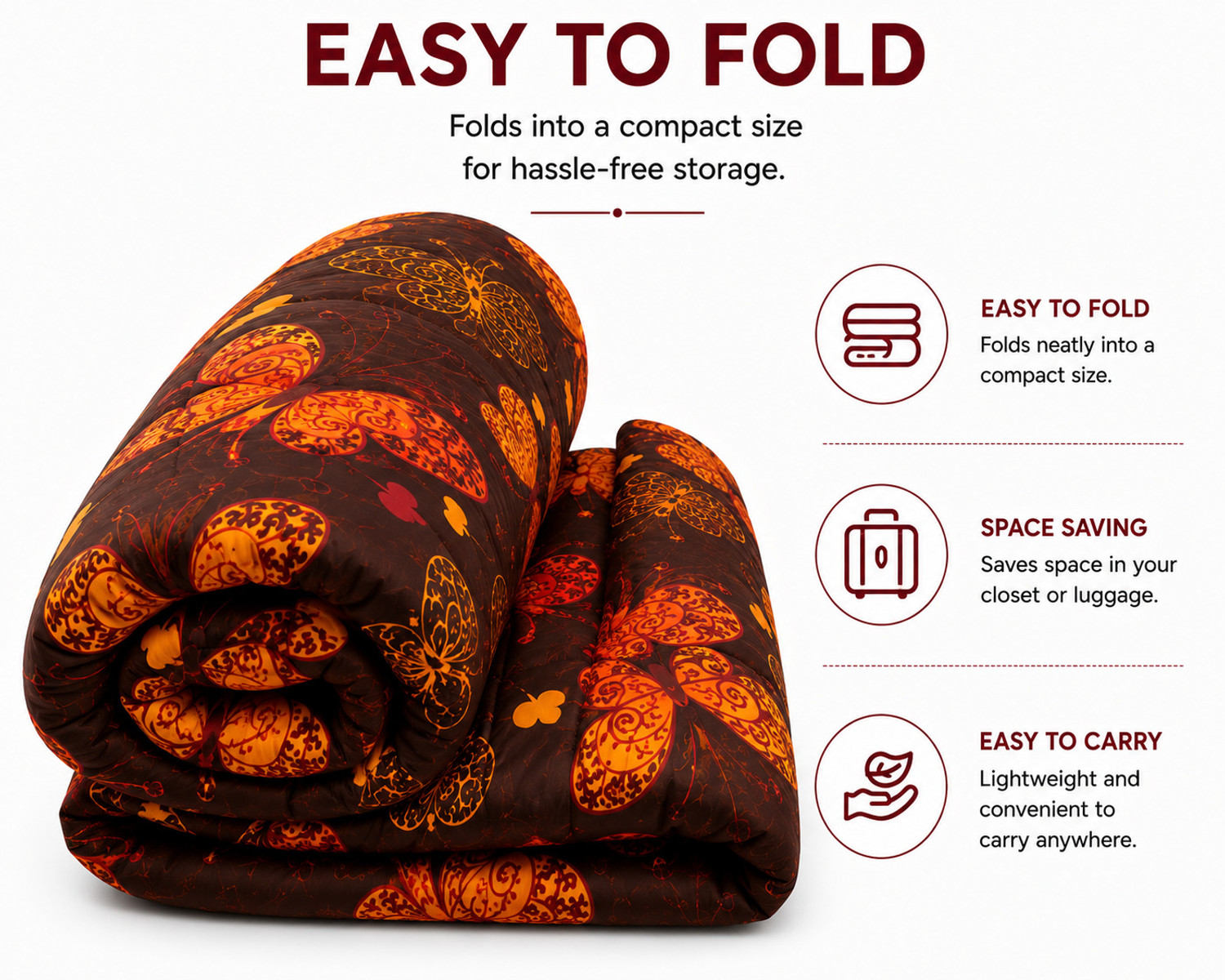 Image of Spire@Home Printed Double Comforter for AC Room (Cotton, Brown Butterfly)