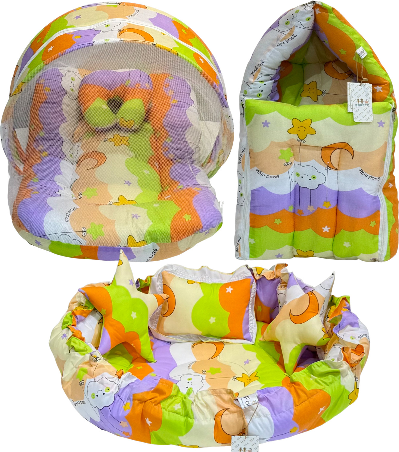 Image of Fareto Cotton Baby Bed Sized Bedding Set