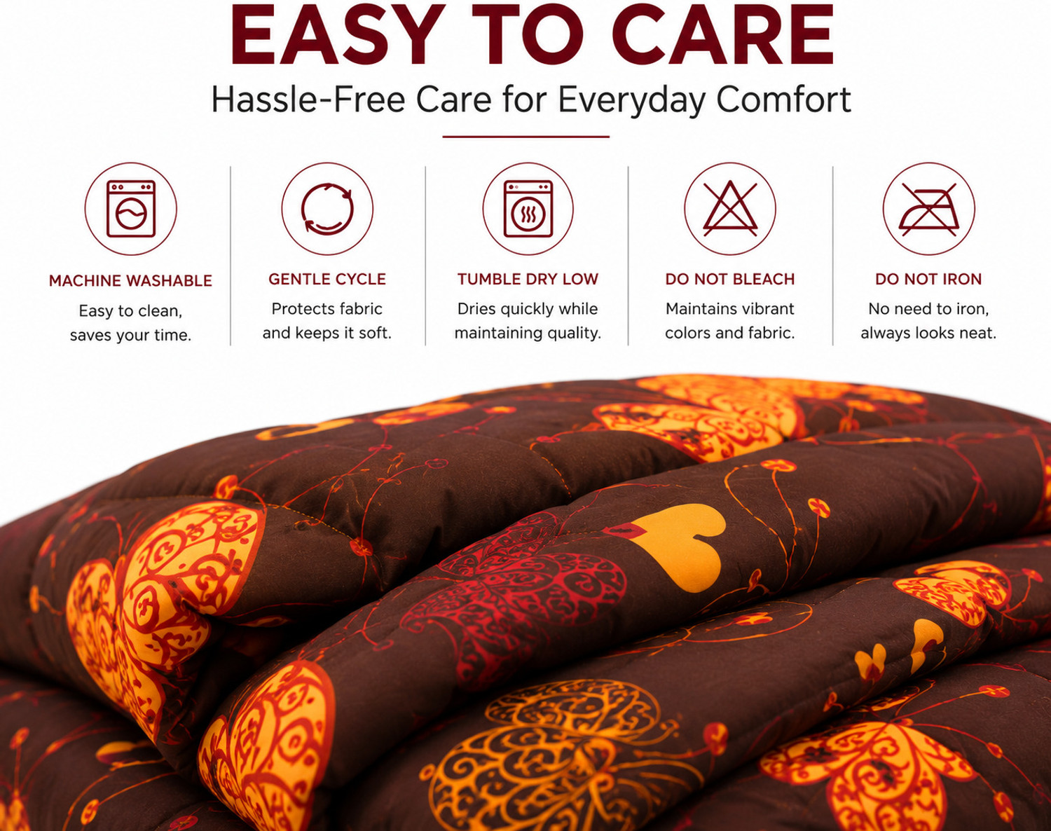 Image of Spire@Home Printed Double Comforter for AC Room (Cotton, Brown Butterfly)