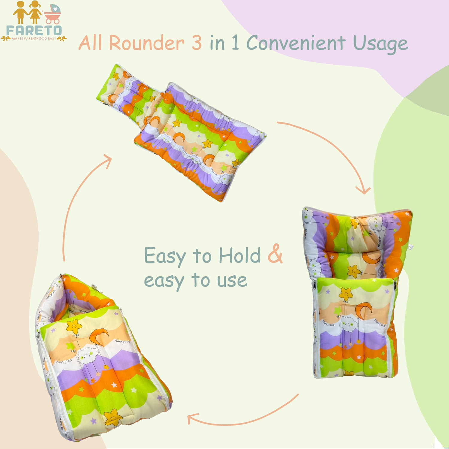 Image of Fareto Cotton Baby Bed Sized Bedding Set