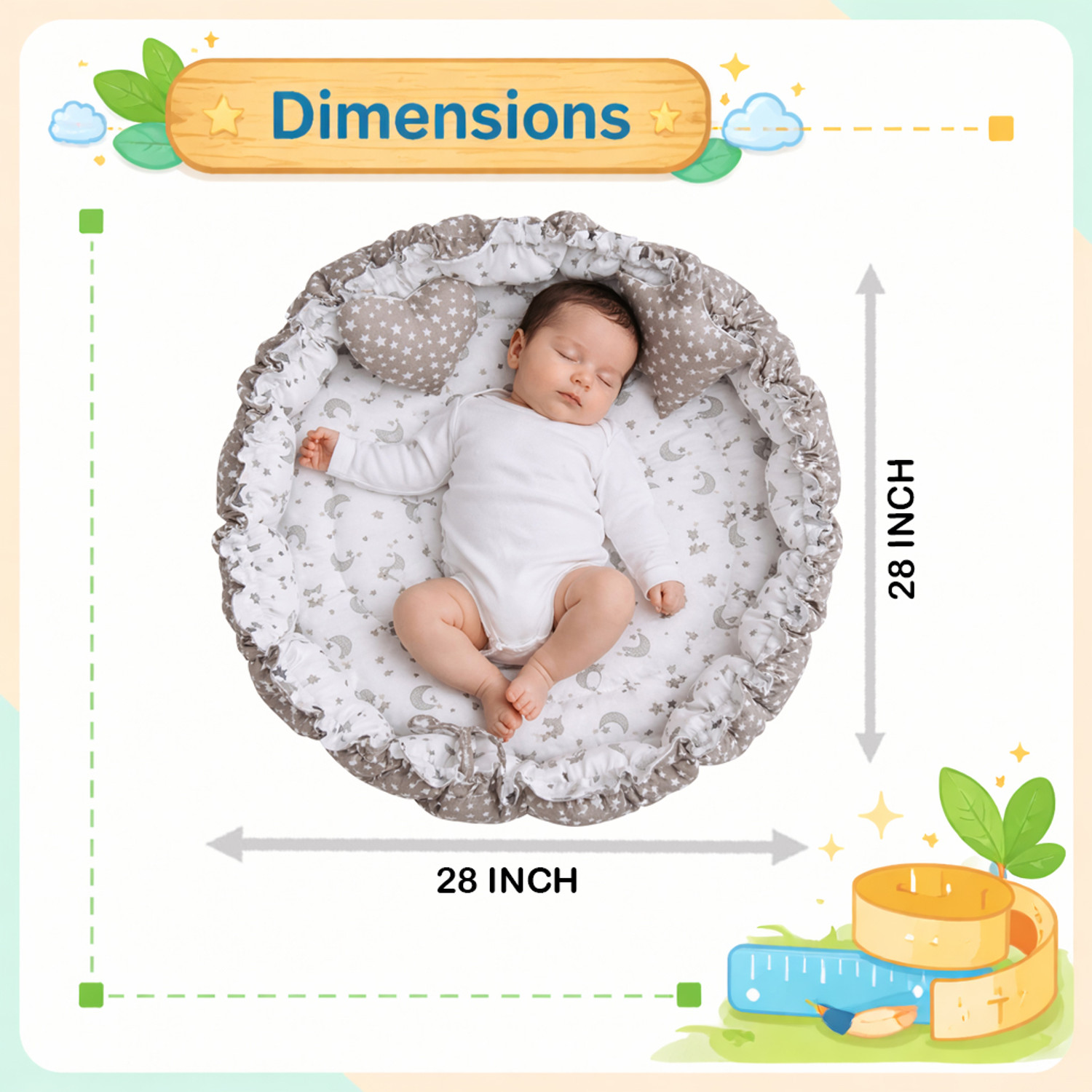 Image of Toddylon New Born Baby Reversible Bed & Daily Essential Items Combo (0-6 Month)