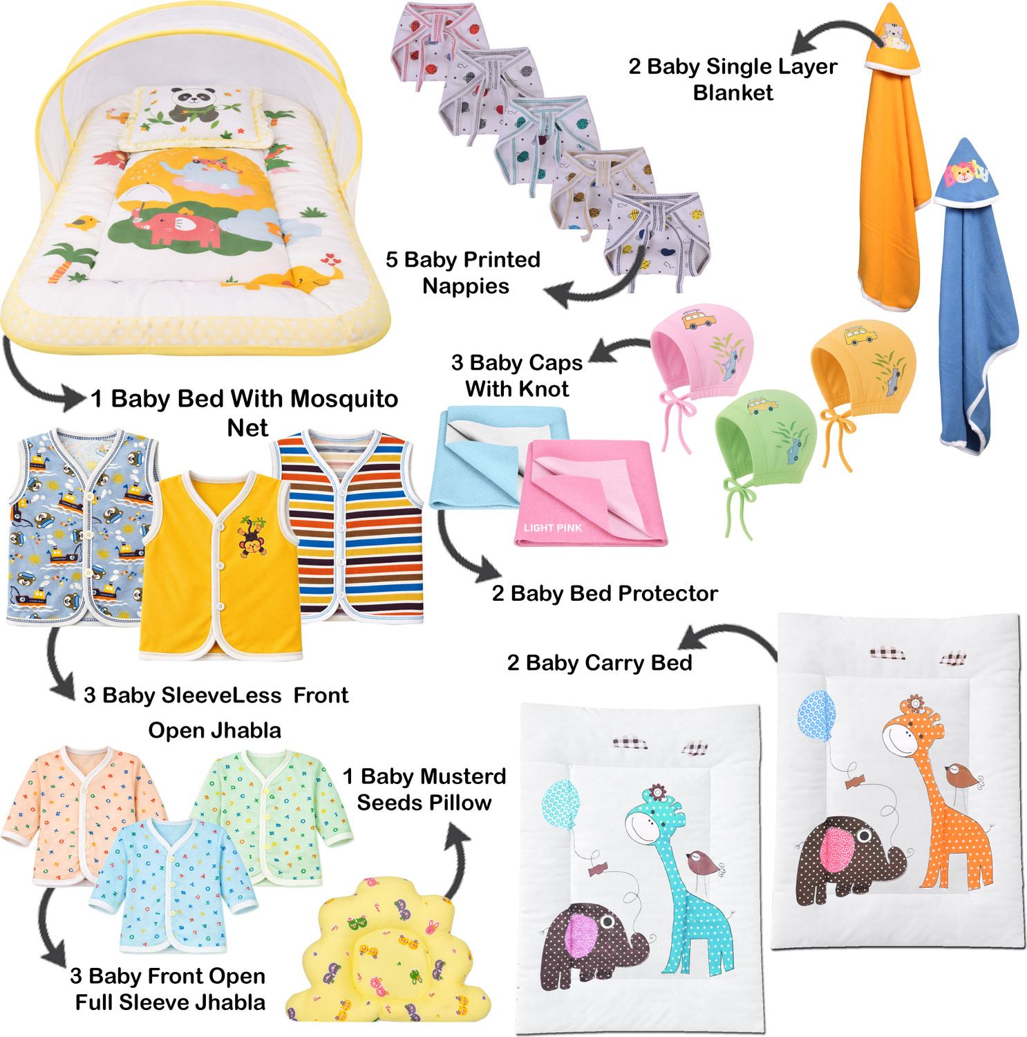 Image of Toddylon New Born Baby Boys & Baby Girls Bedding & Clothing Set Combo Pack