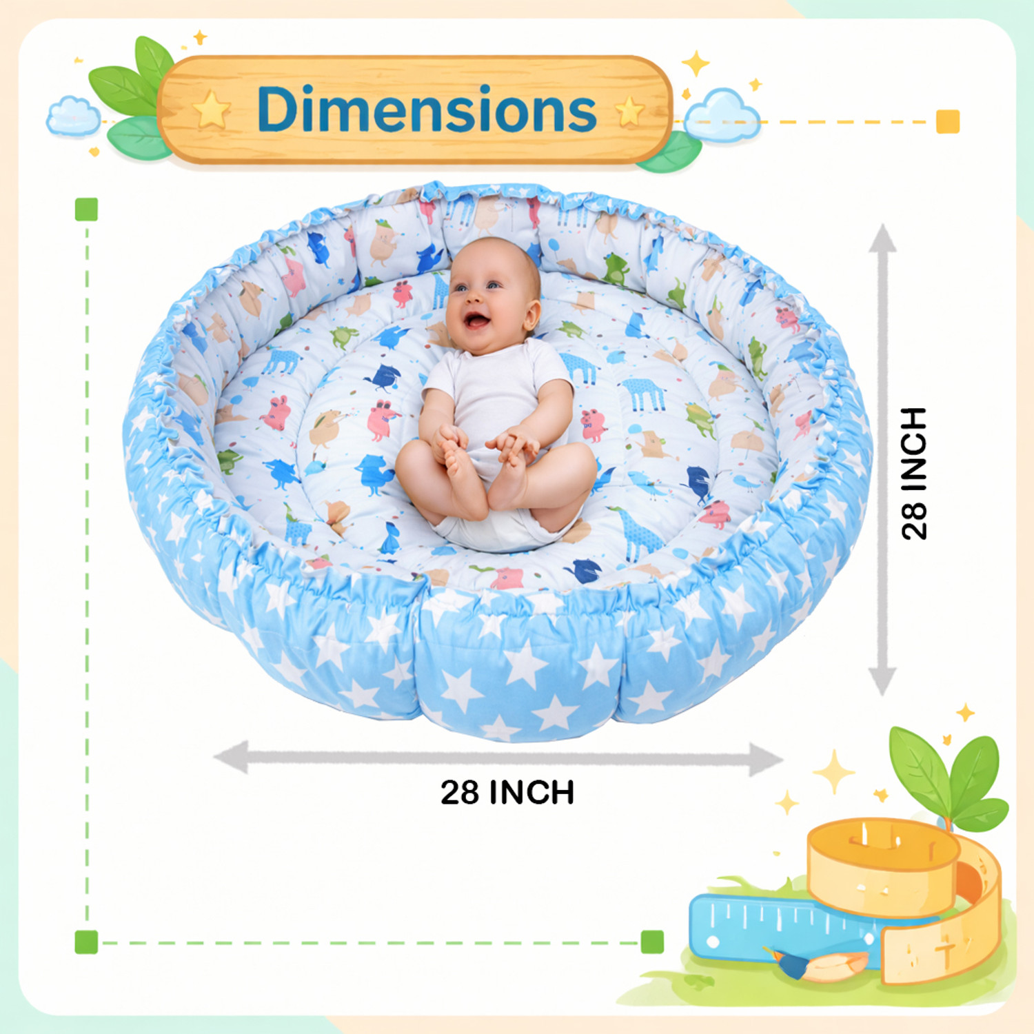 Image of Toddylon New Born Baby Reversible Bed & Daily Essential Items Combo (0-6 Month)