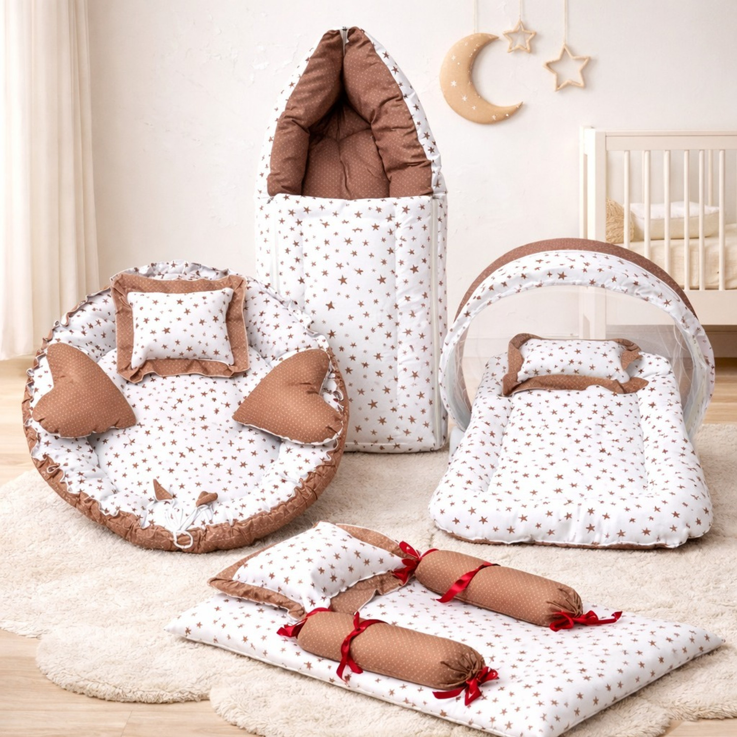Image of MOM & SON Cotton Baby Bed Sized Bedding Set