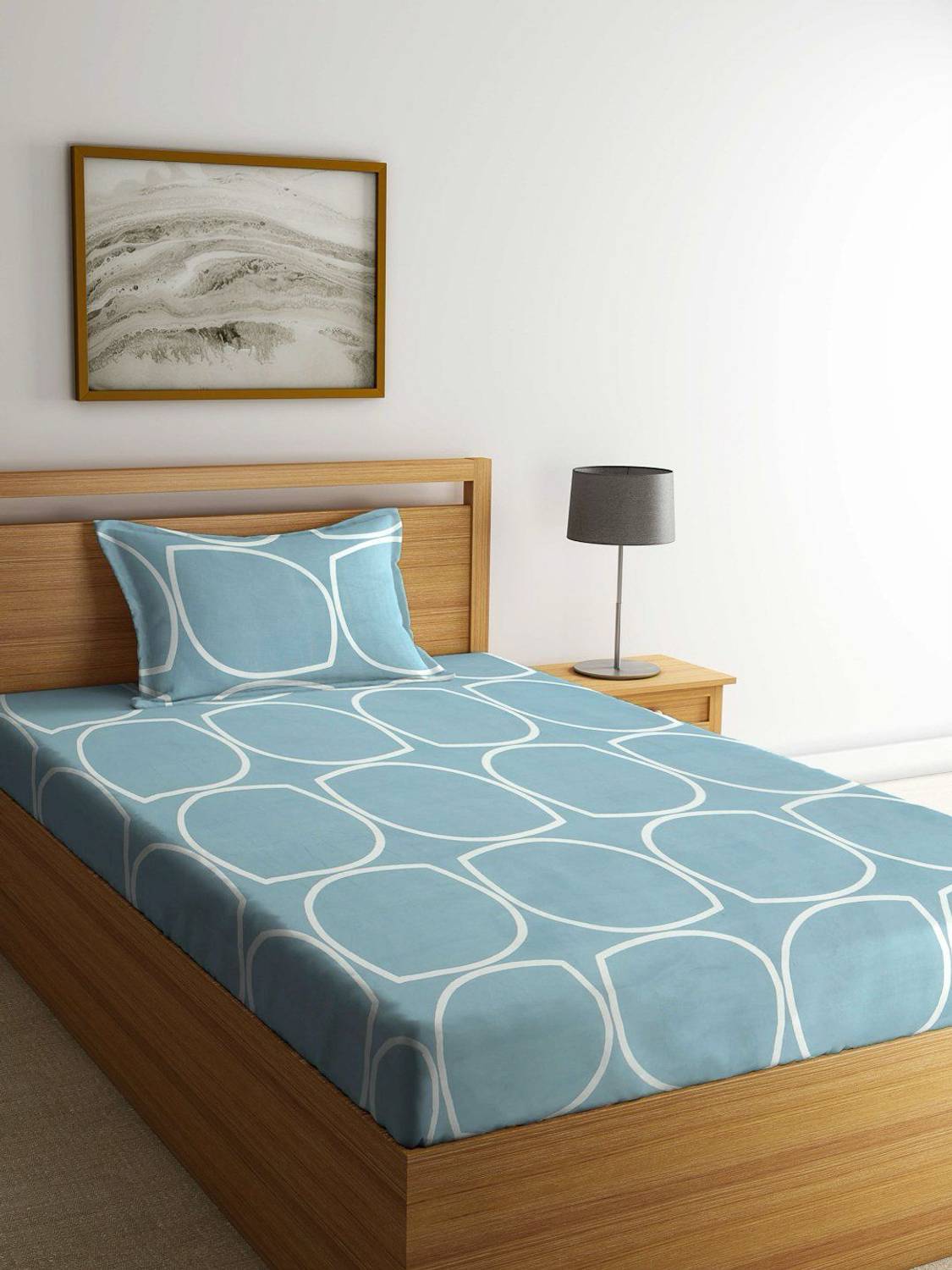 AVINYA Microfiber Single Fitted (Elastic) 244 TC Printed 1 Bedsheet