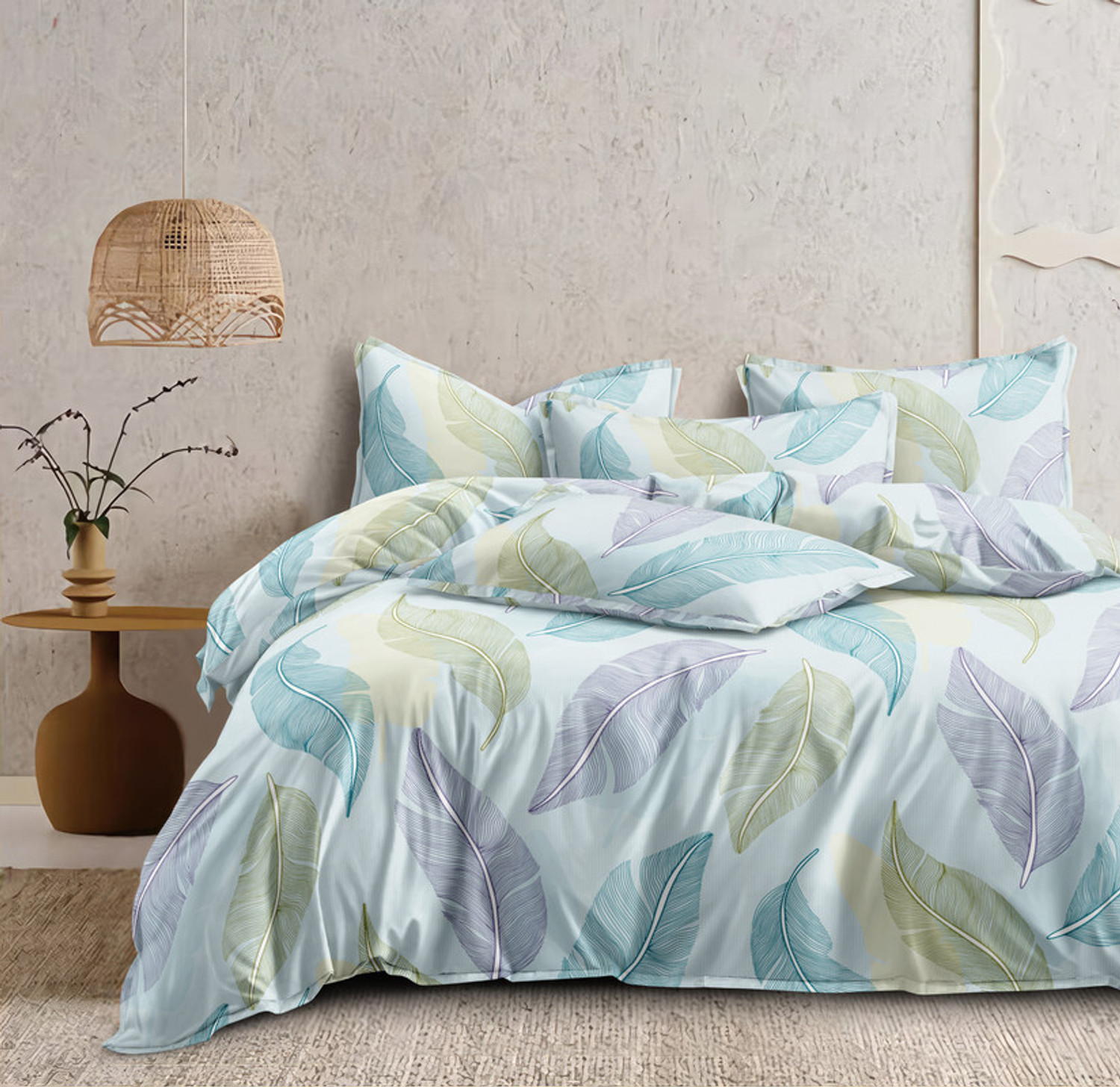 Image of Rvans Creations Cotton Super King Flat 220 TC Floral 1 Bedsheet with 2 Pillow Covers