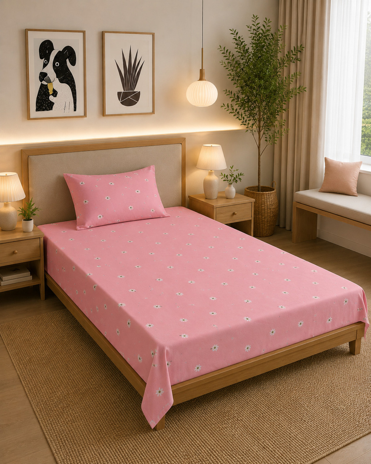 Image of BeddingZone Cotton Single Flat 300 TC Floral 1 Summer Bedsheet